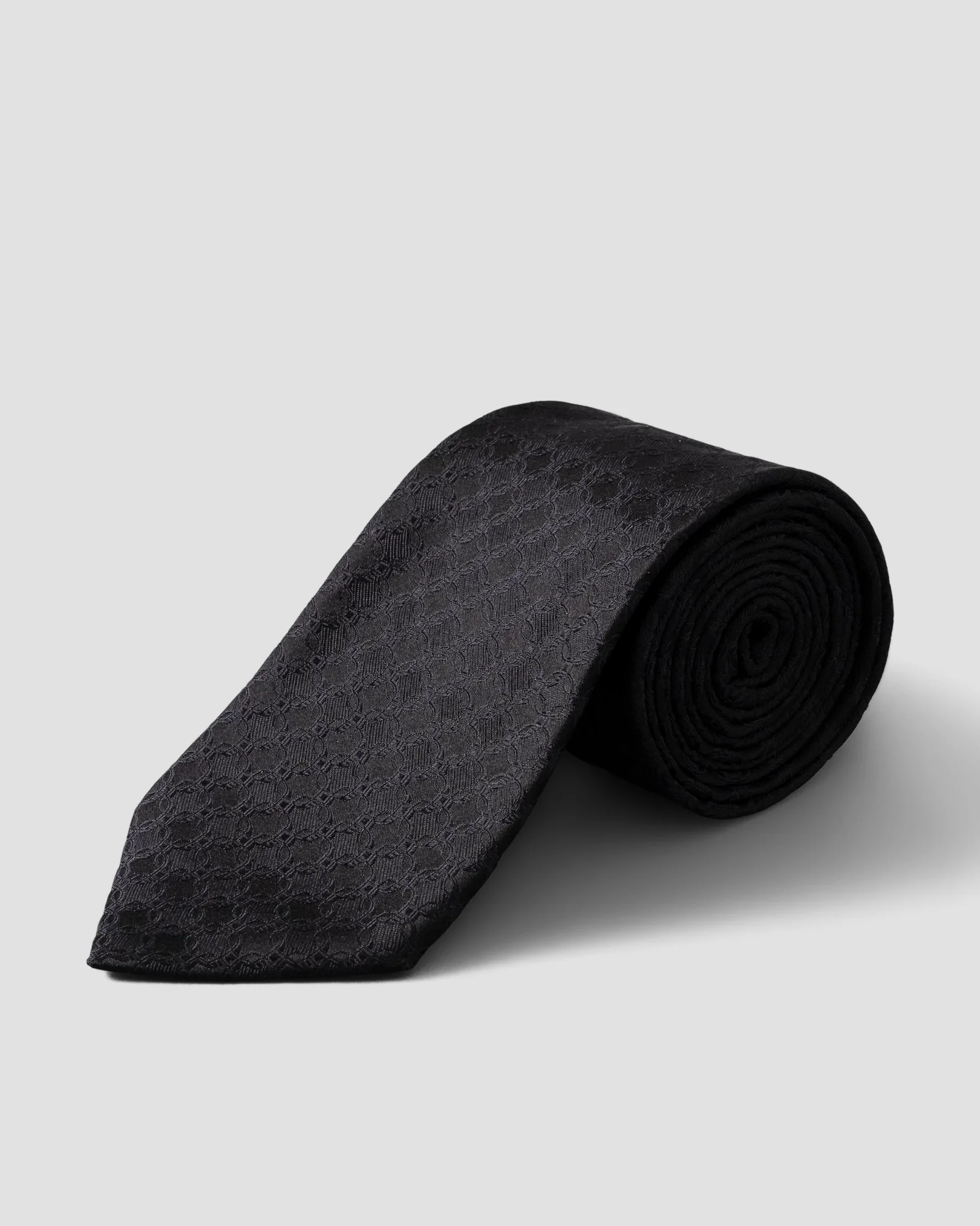Black Geometric Print Silk Tie