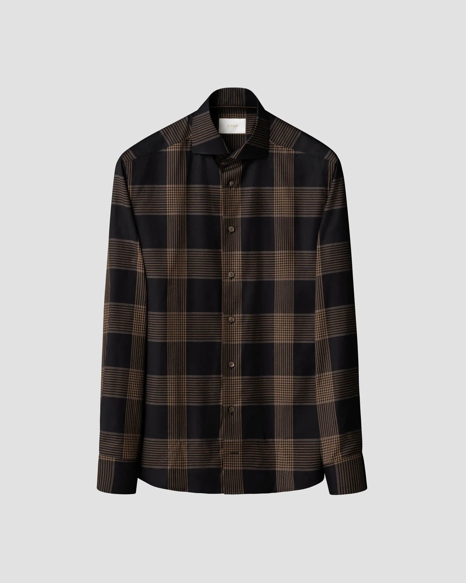 Eton - navy blue bold check merino shirt