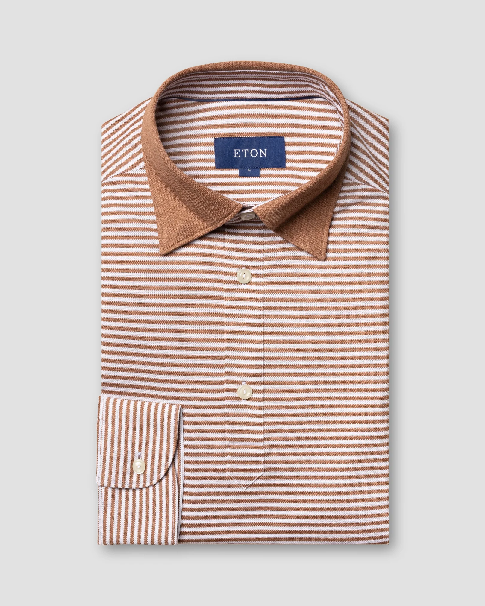 Eton - beige striped polo shirt long sleeved