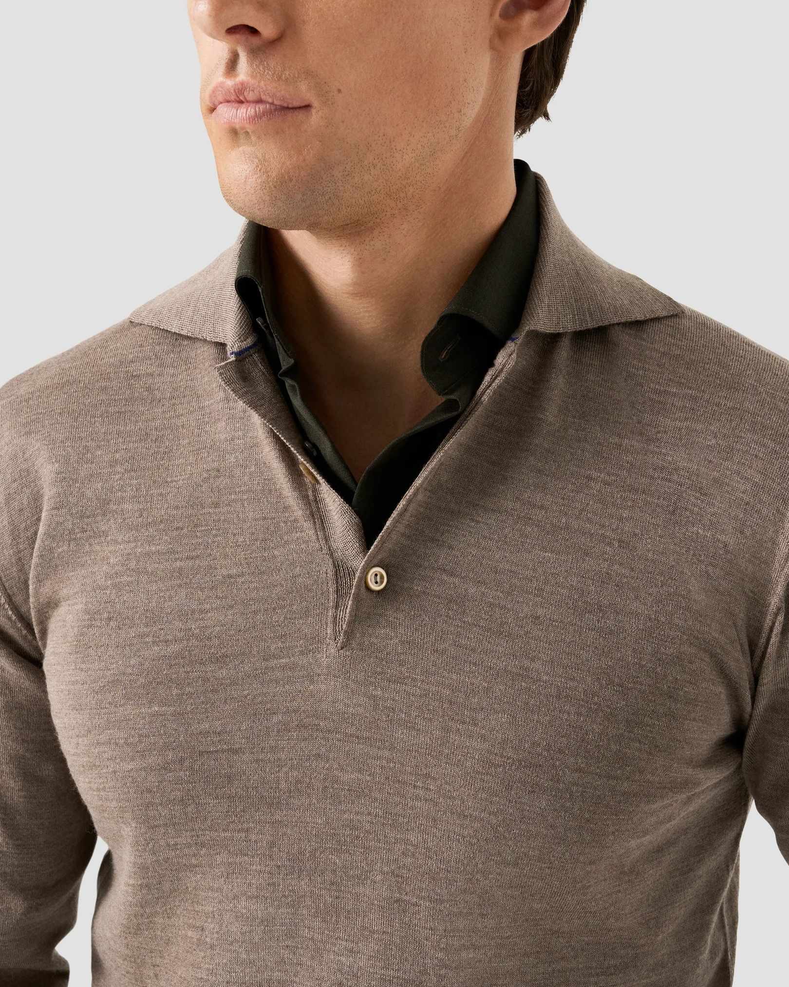 Eton - dark green wide spread merino shirt