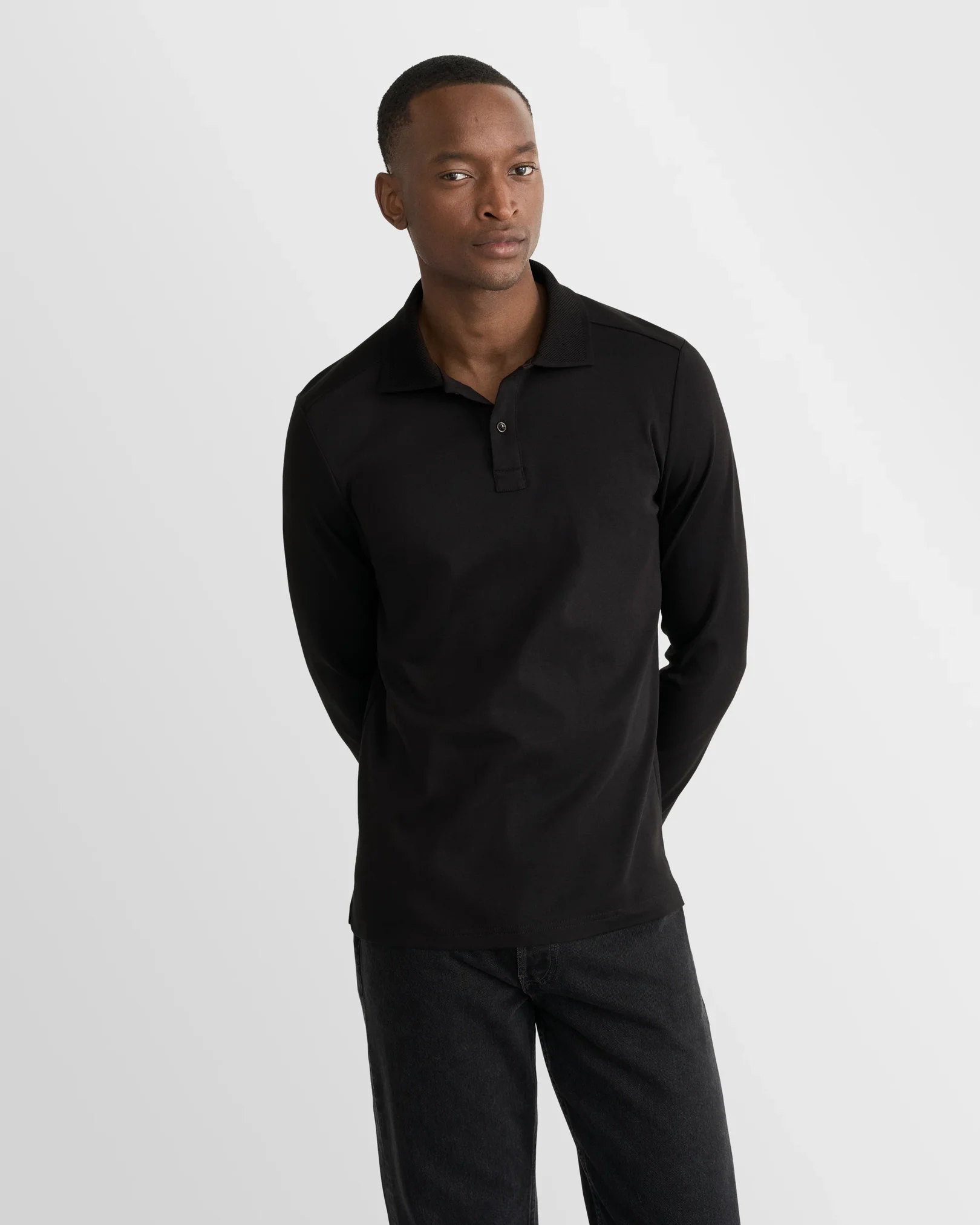 YASHIKI【24SS】Hazakura Knit Polo(BLACK) YASHIKI - 【ラスト1点】Sekka Knit Polo(BLACK) | Salty