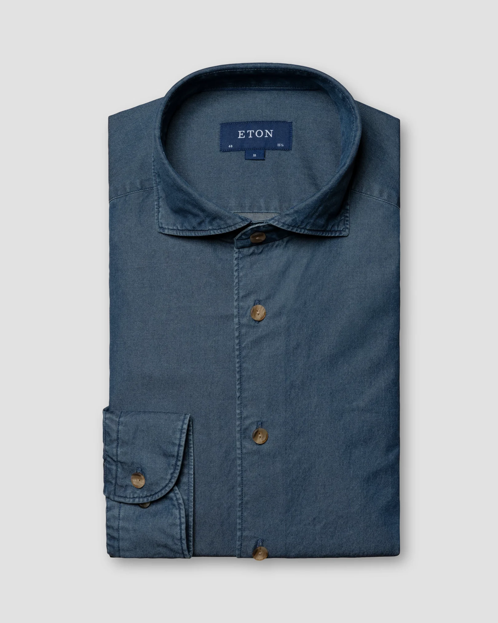 Eton - dark blue indigo wide spread shirt