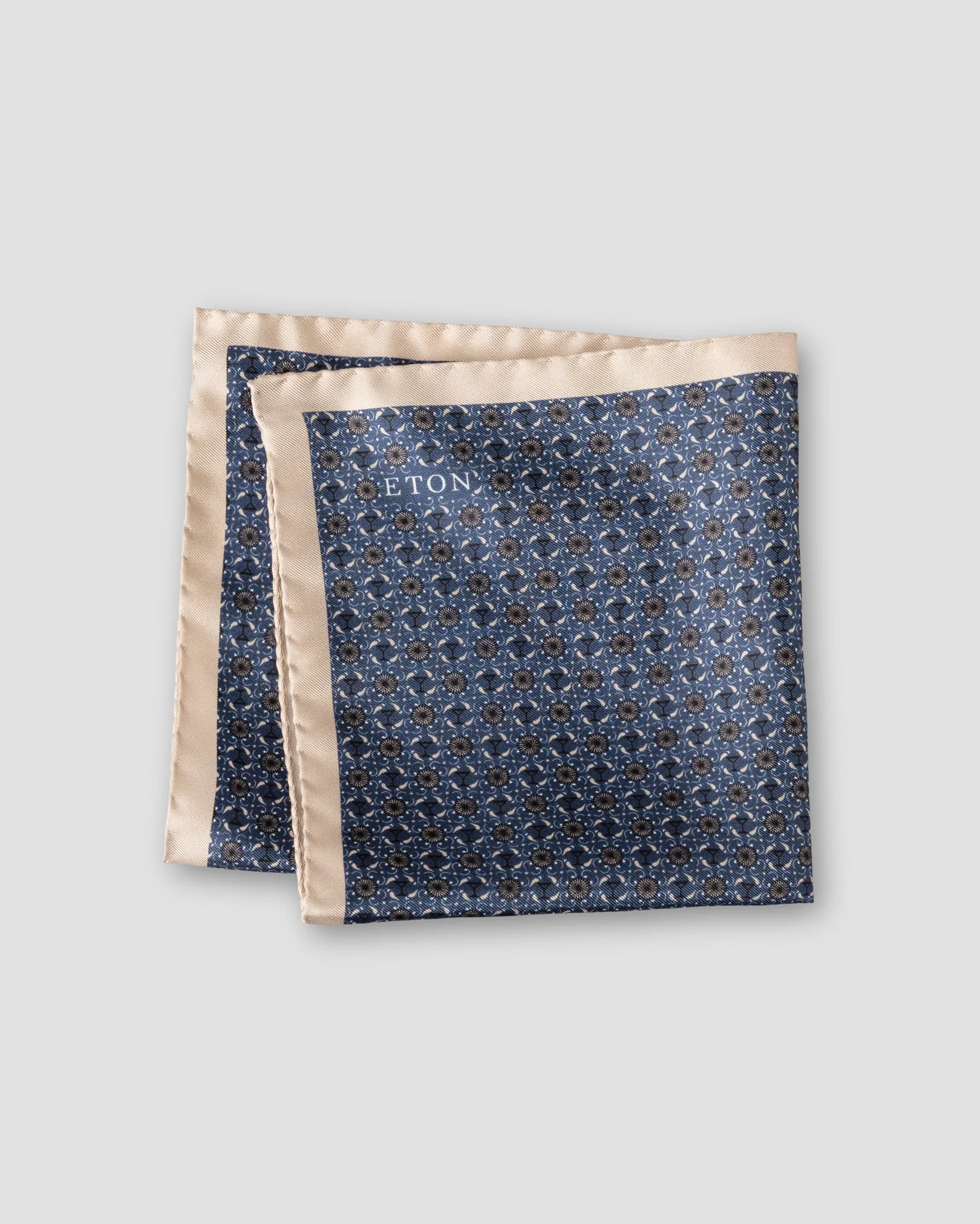 Eton - navy blue geometric silk pocket square