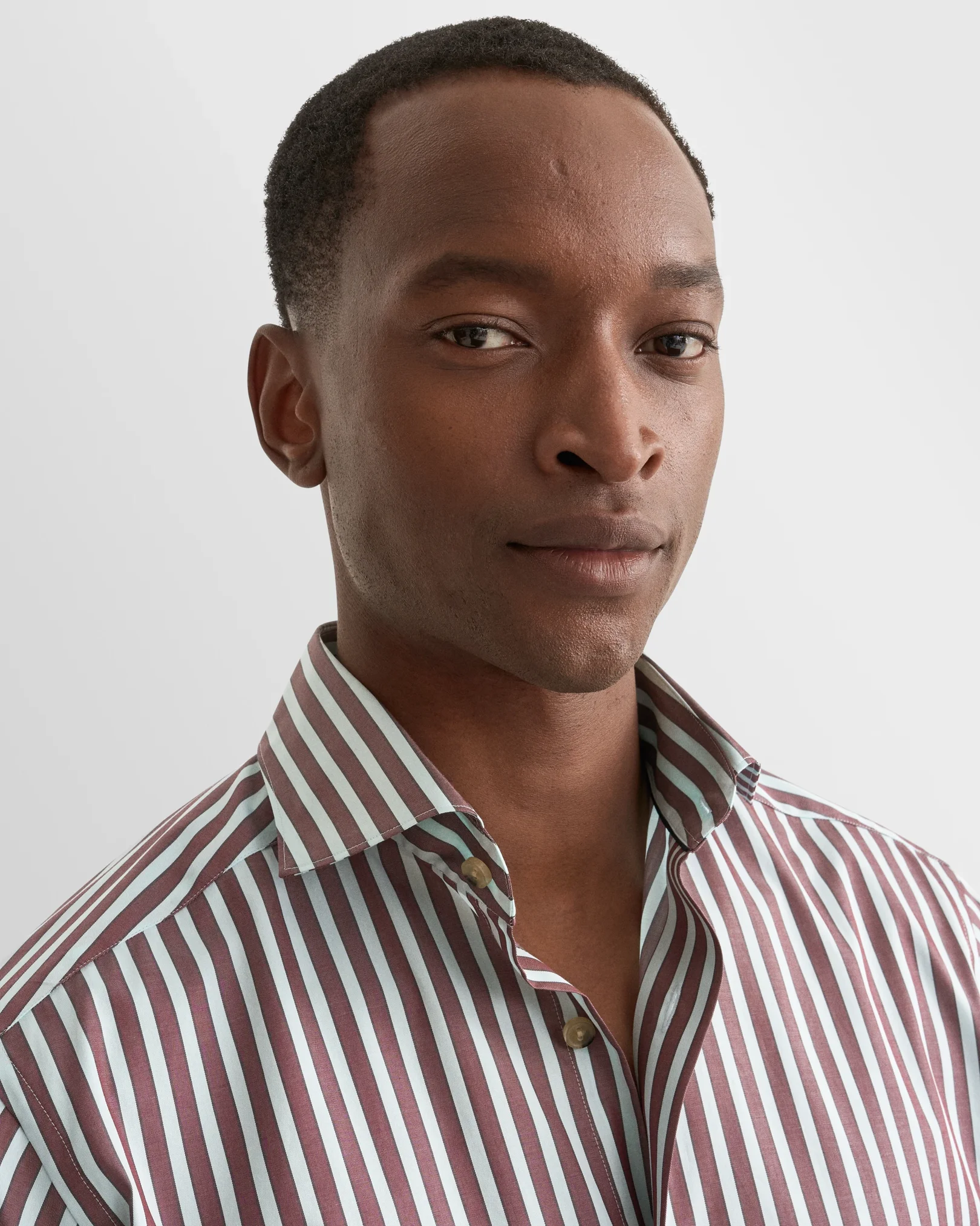 Eton - dark red bengal striped fine twill shirt