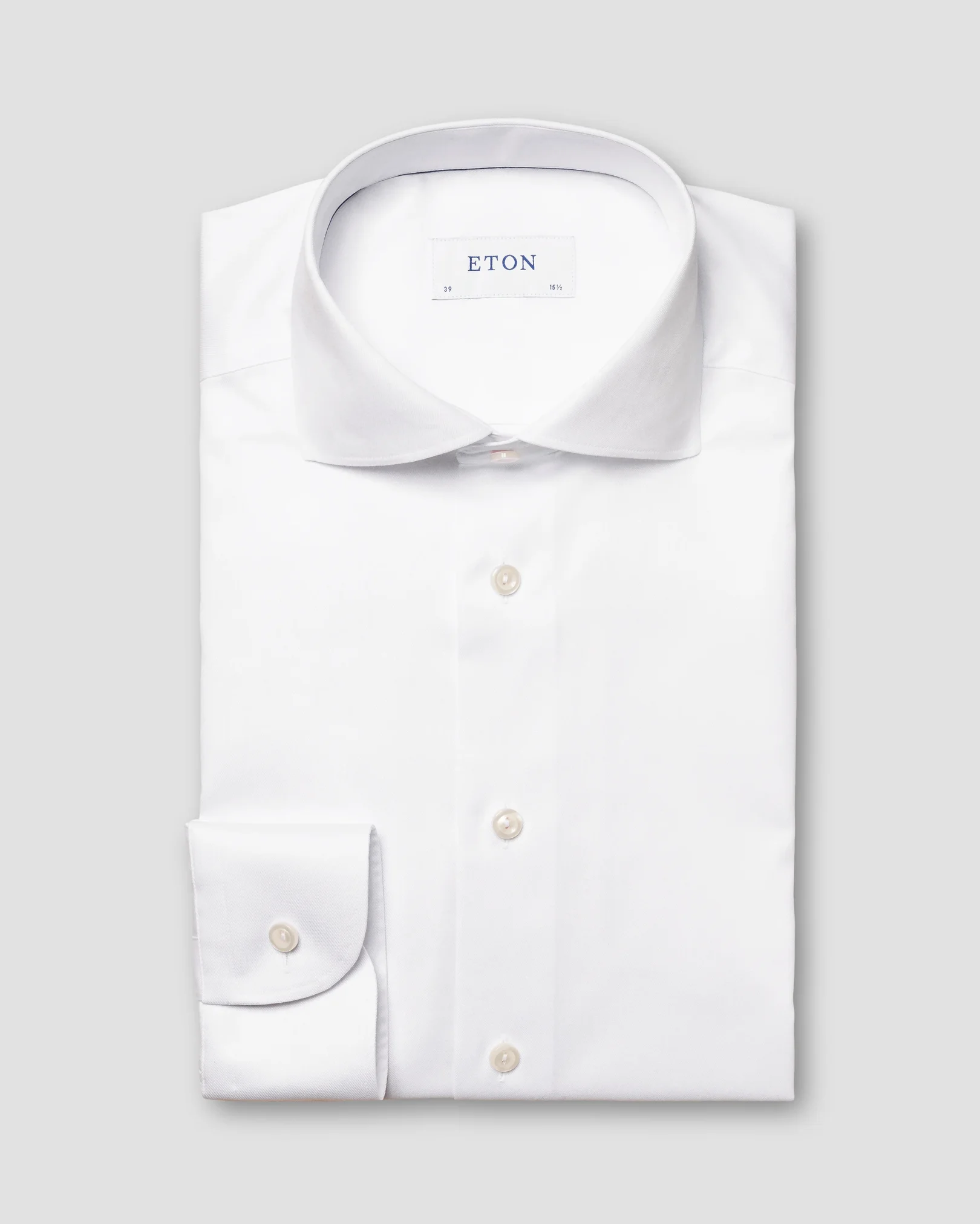 Eton - Chemise blanche en twill signature – Col italien