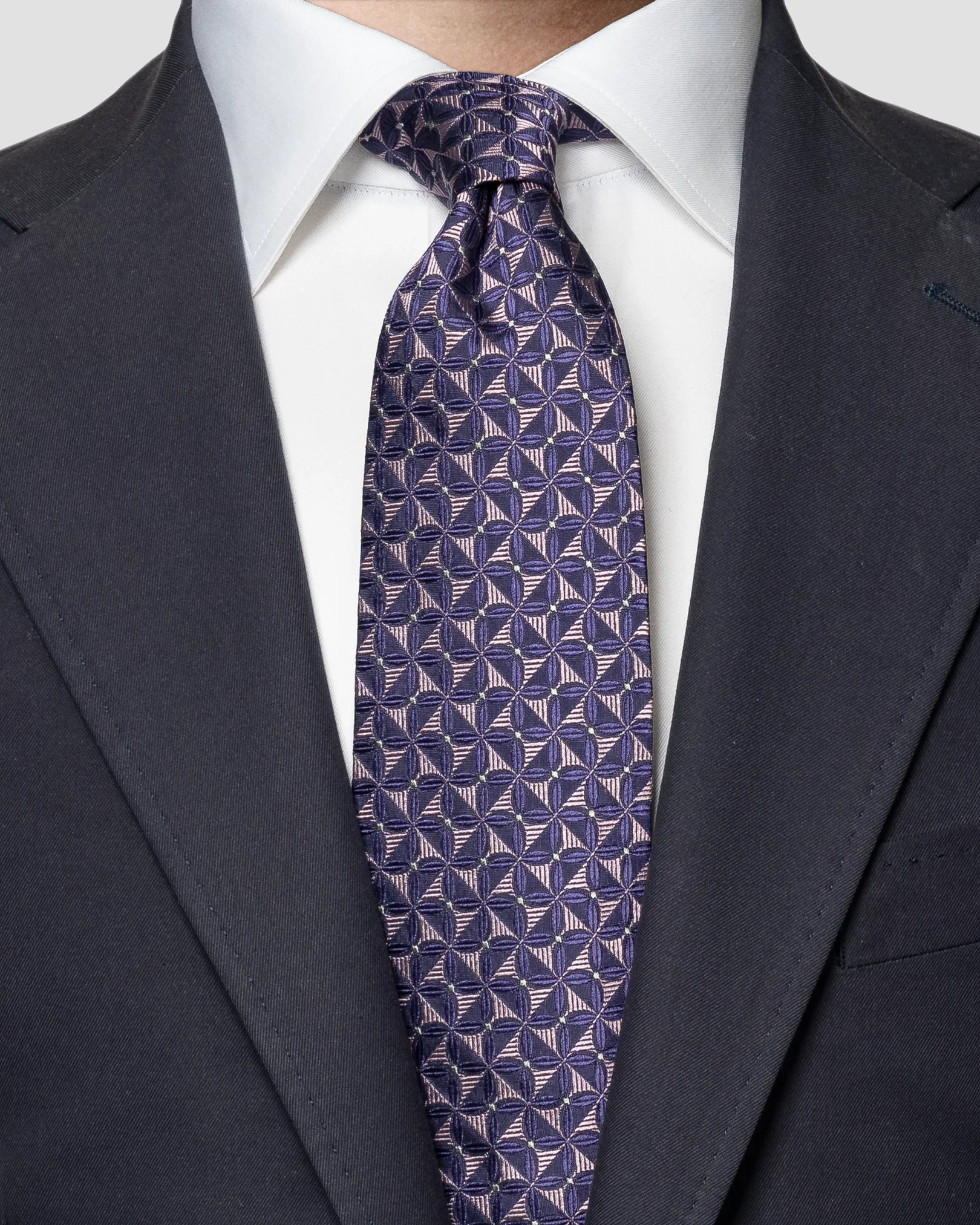 Eton - dark purple geometric silk tie