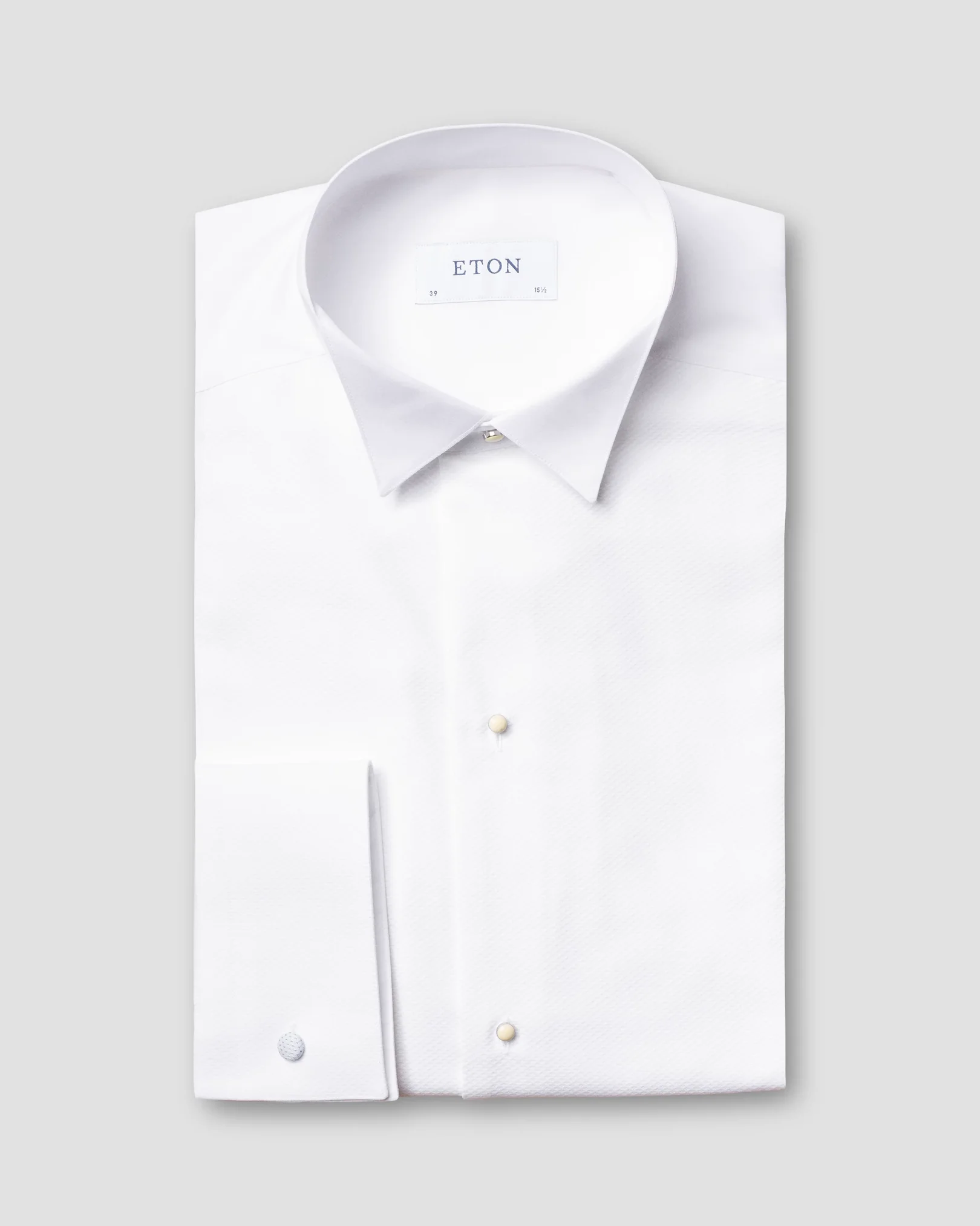 Eton - white pique bib front tuxedo shirt