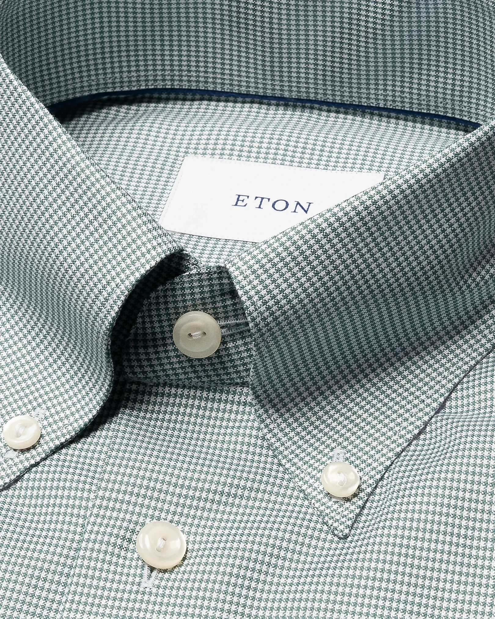 Eton - mid green check signature oxford shirt button down rounded single slim