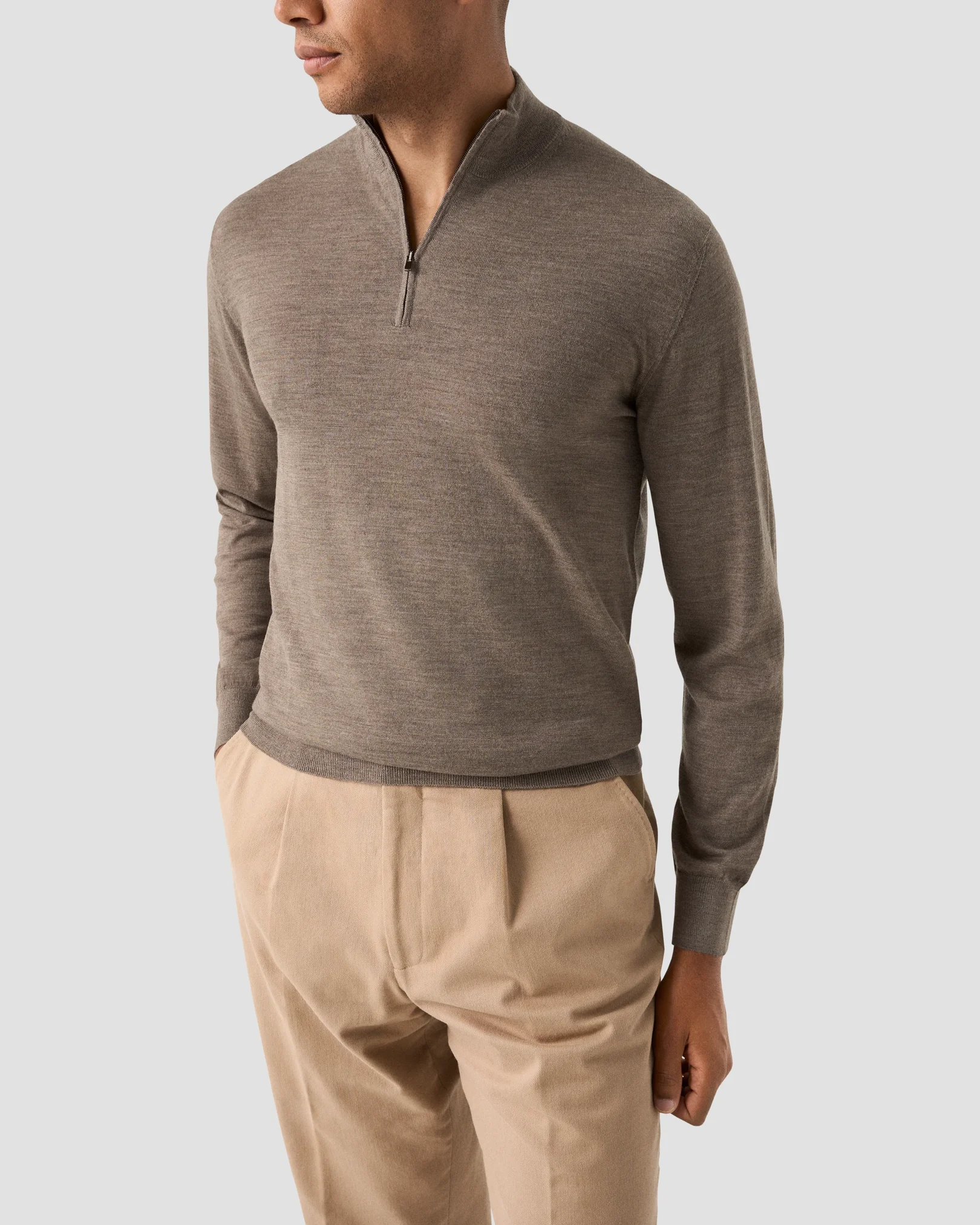 Eton - Fine Knit Half Zip Polo