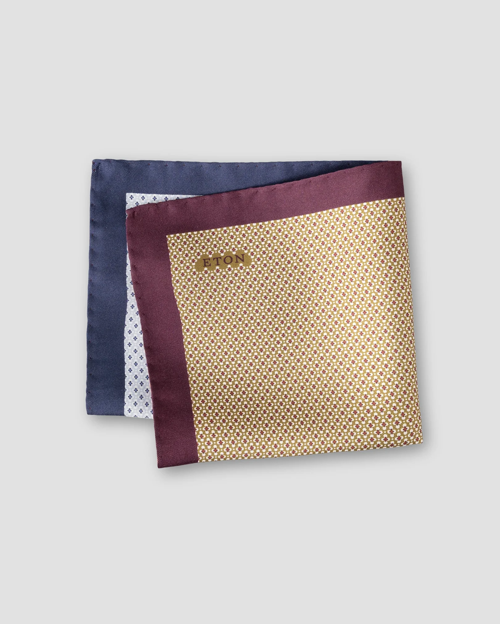 Eton - white four sided motif silk twill pocket square