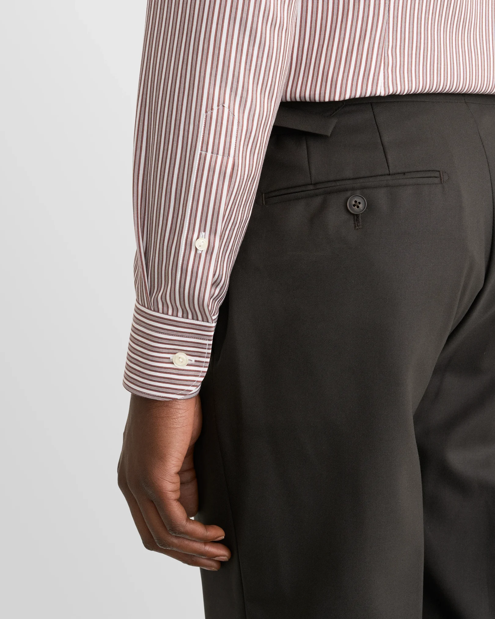 Eton - red white collar striped signature twill shirt