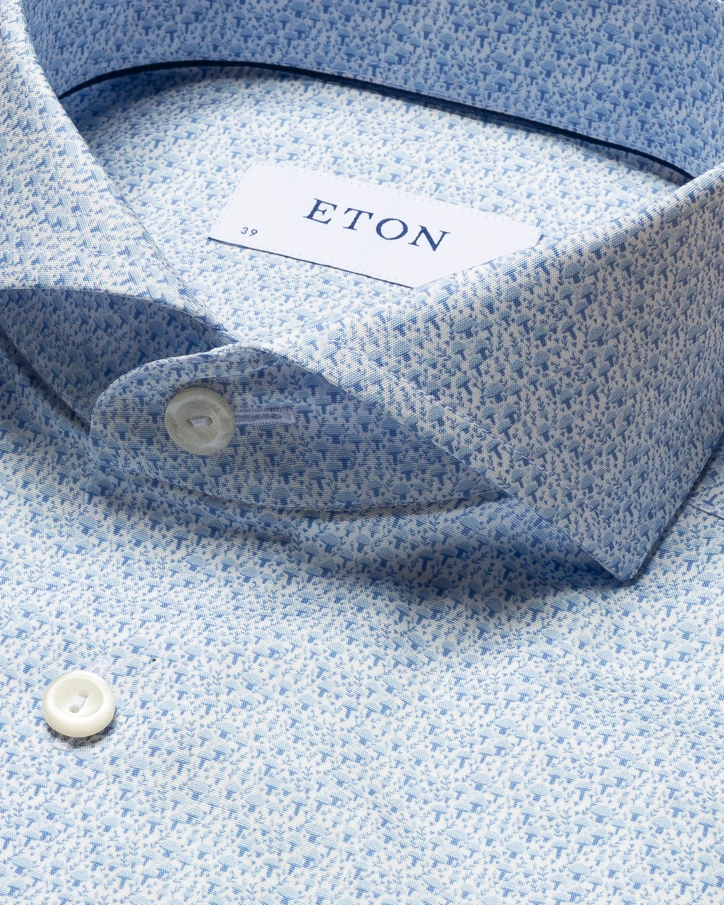 Eton - light blue botanical print signature poplin shirt