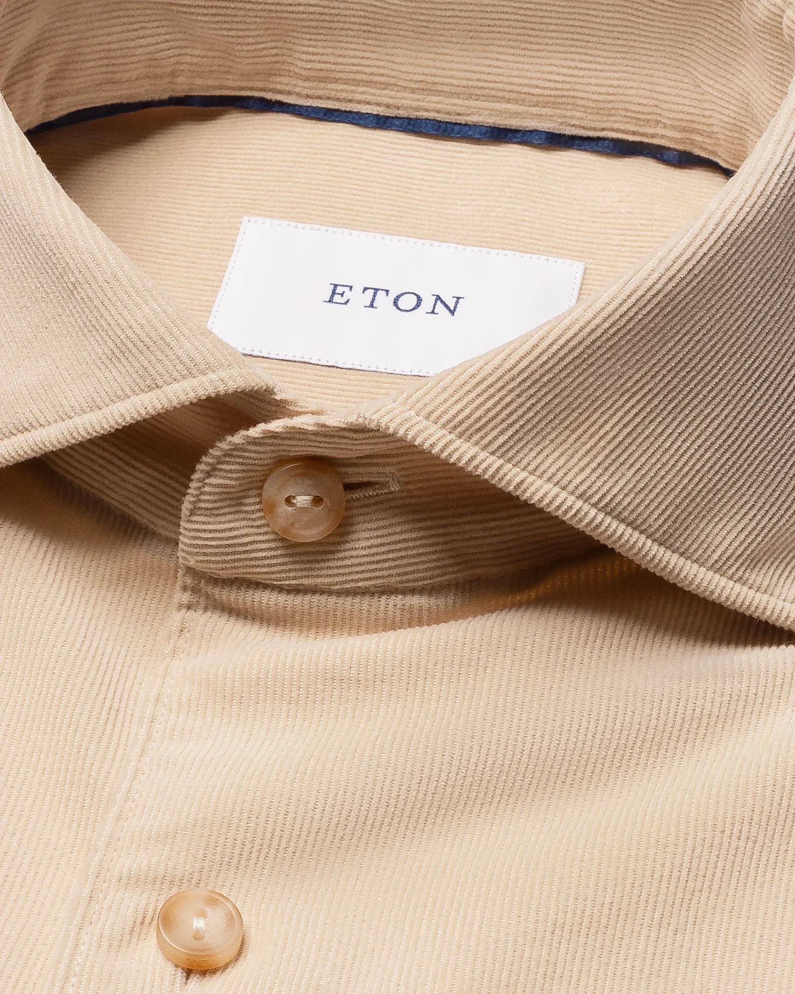 Eton - beige solid babycord shirt