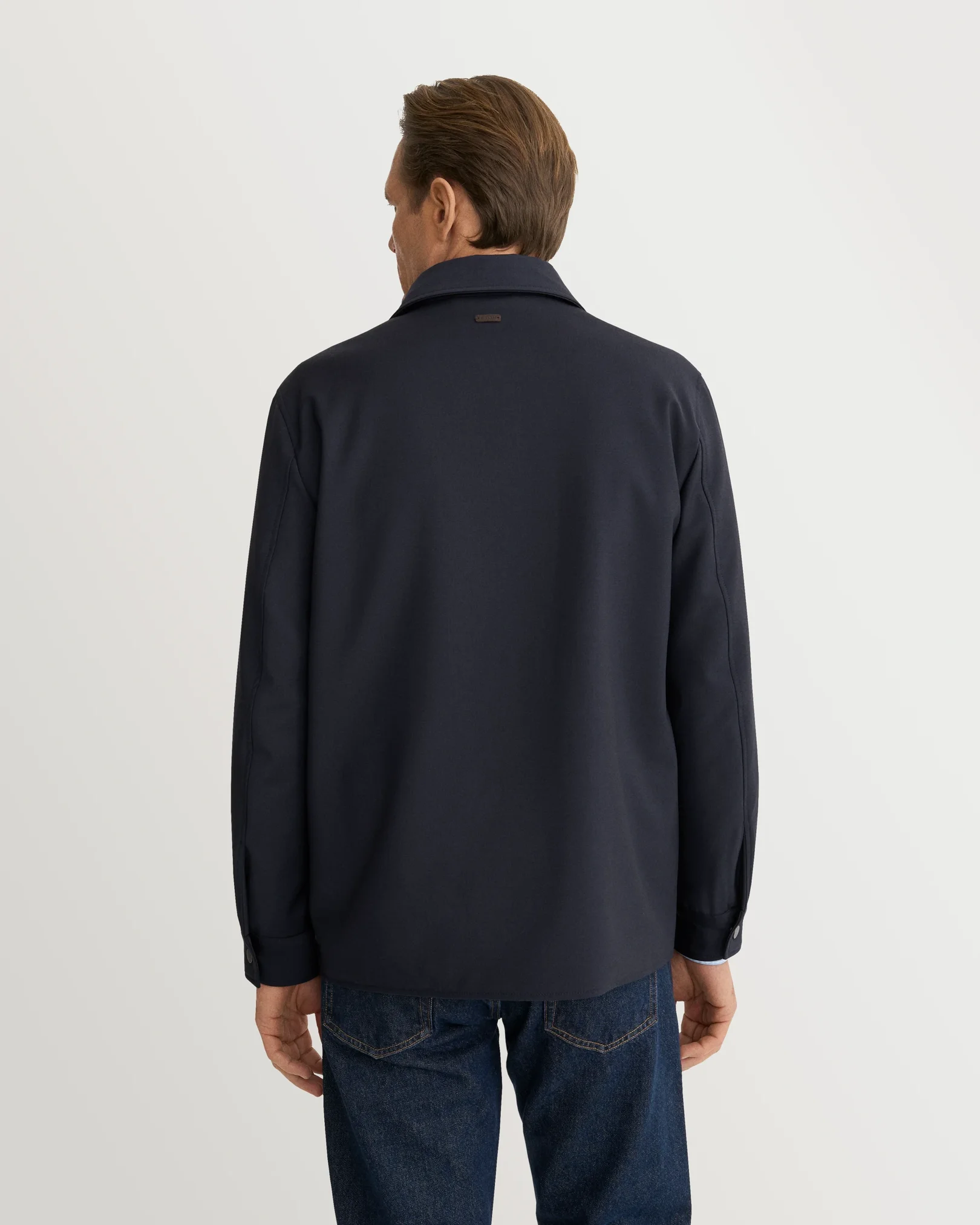 Eton - navy blue lana tech padded overshirt