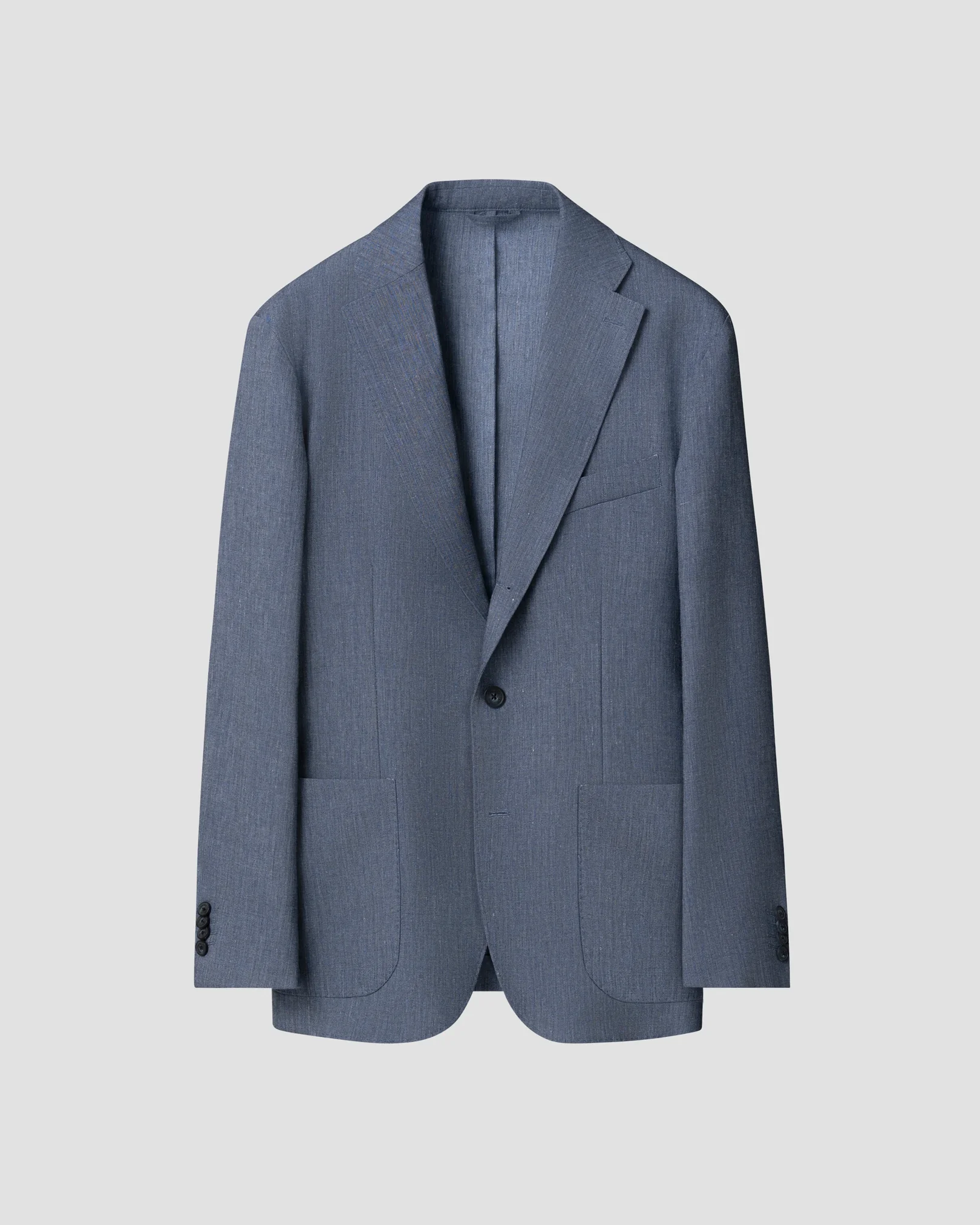 Eton - mid blue linen wool soft jacket