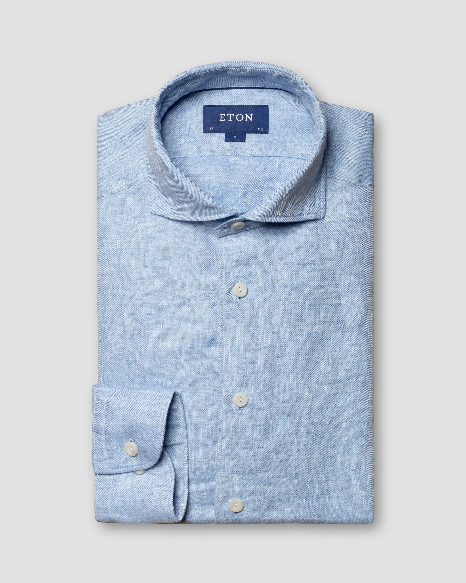 Light Blue Linen Twill Shirt - Eton
