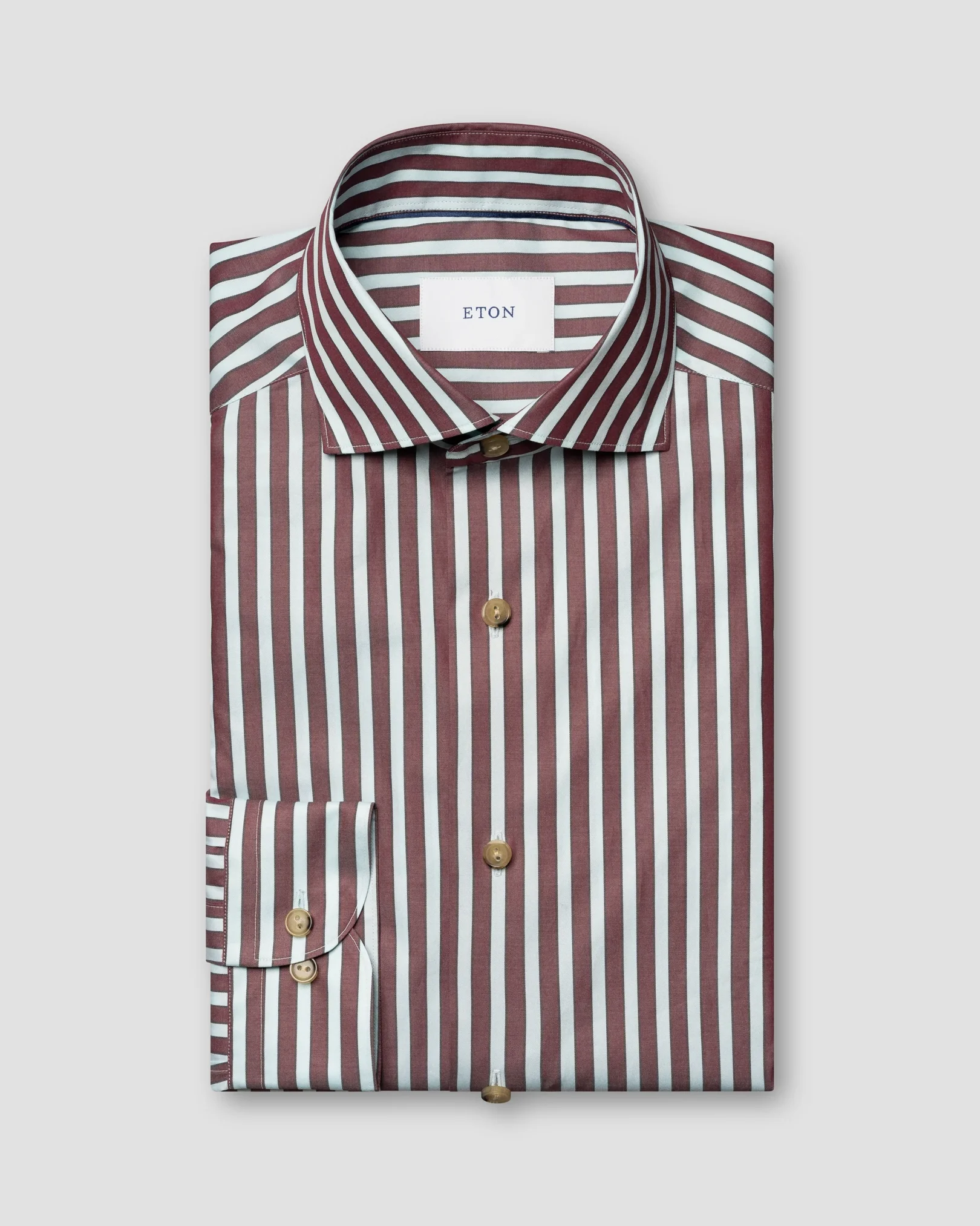 Eton - dark red bengal striped fine twill shirt