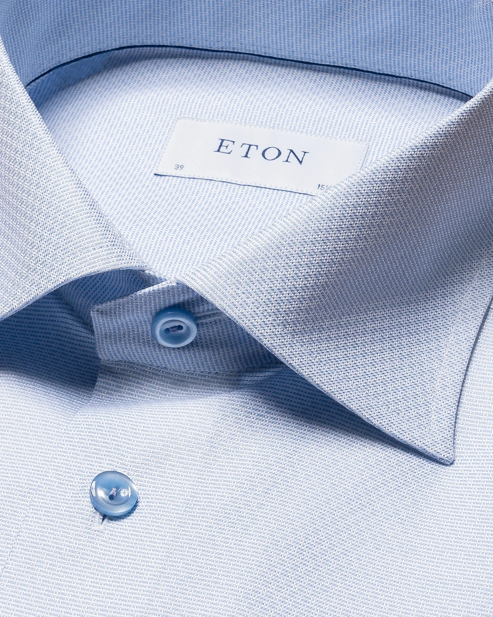 Eton - light blue dobby cut away collar single cuff slim fit