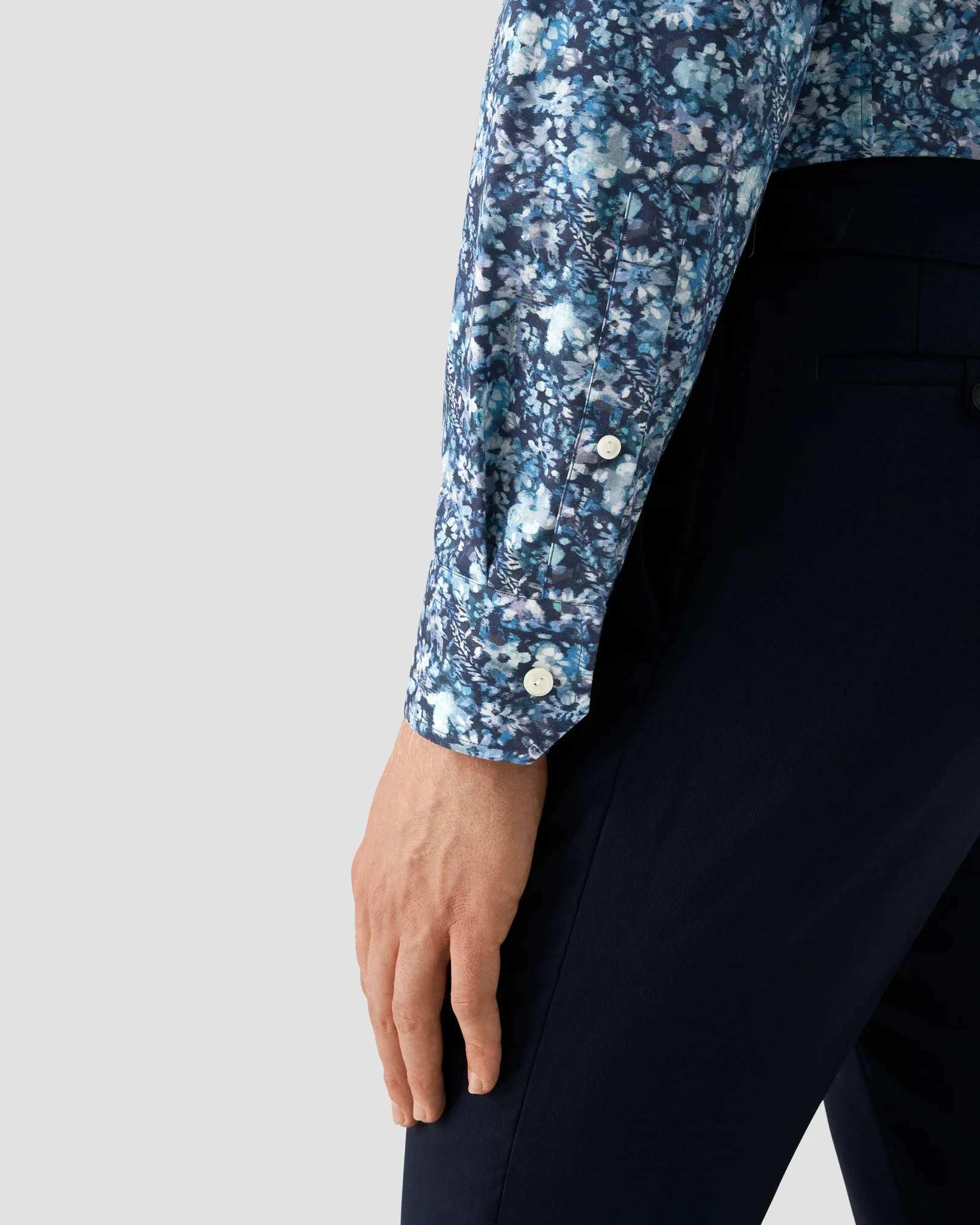 Eton - navy blue floral signature twill shirt