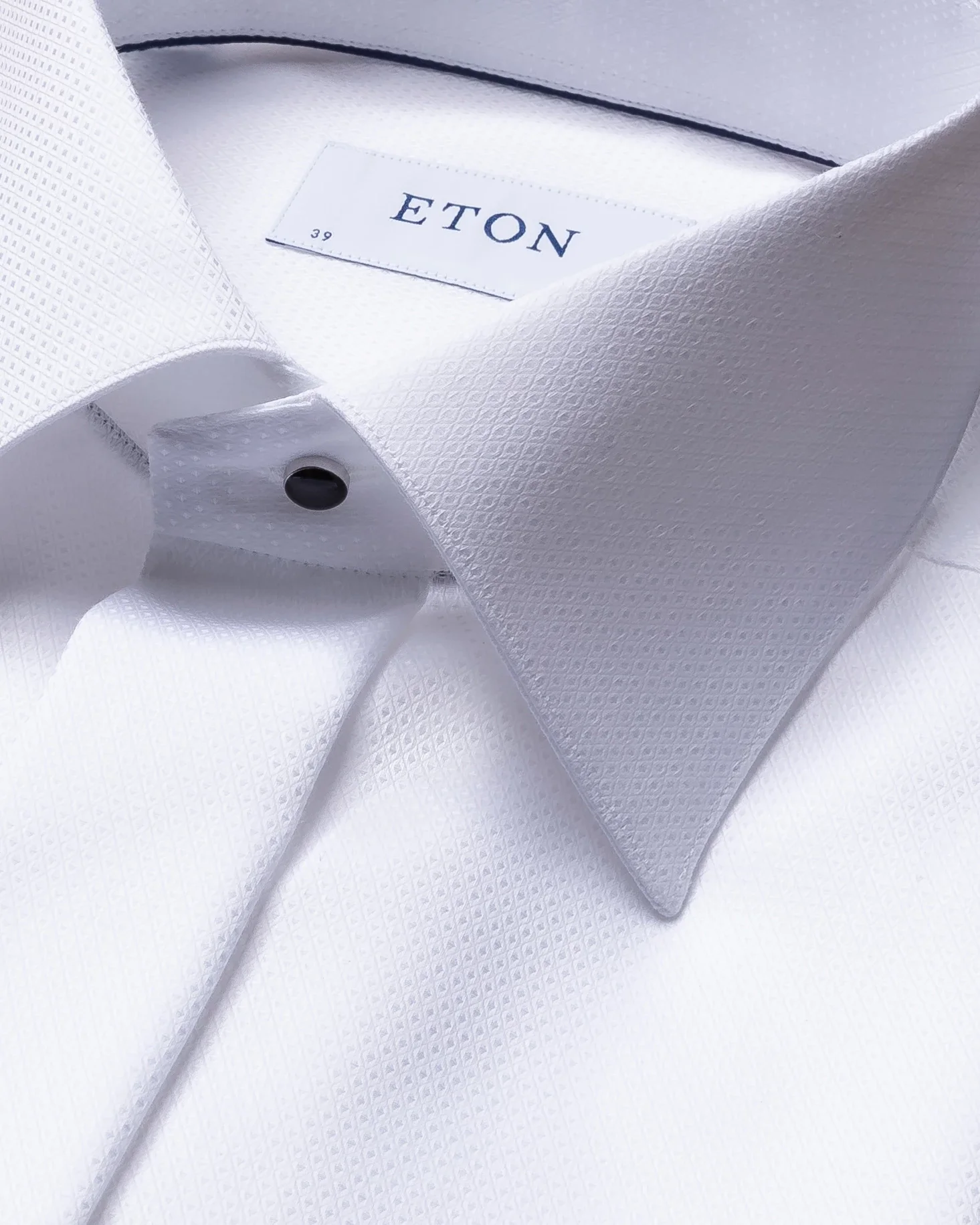 Eton - white fly front evening dobby shirt