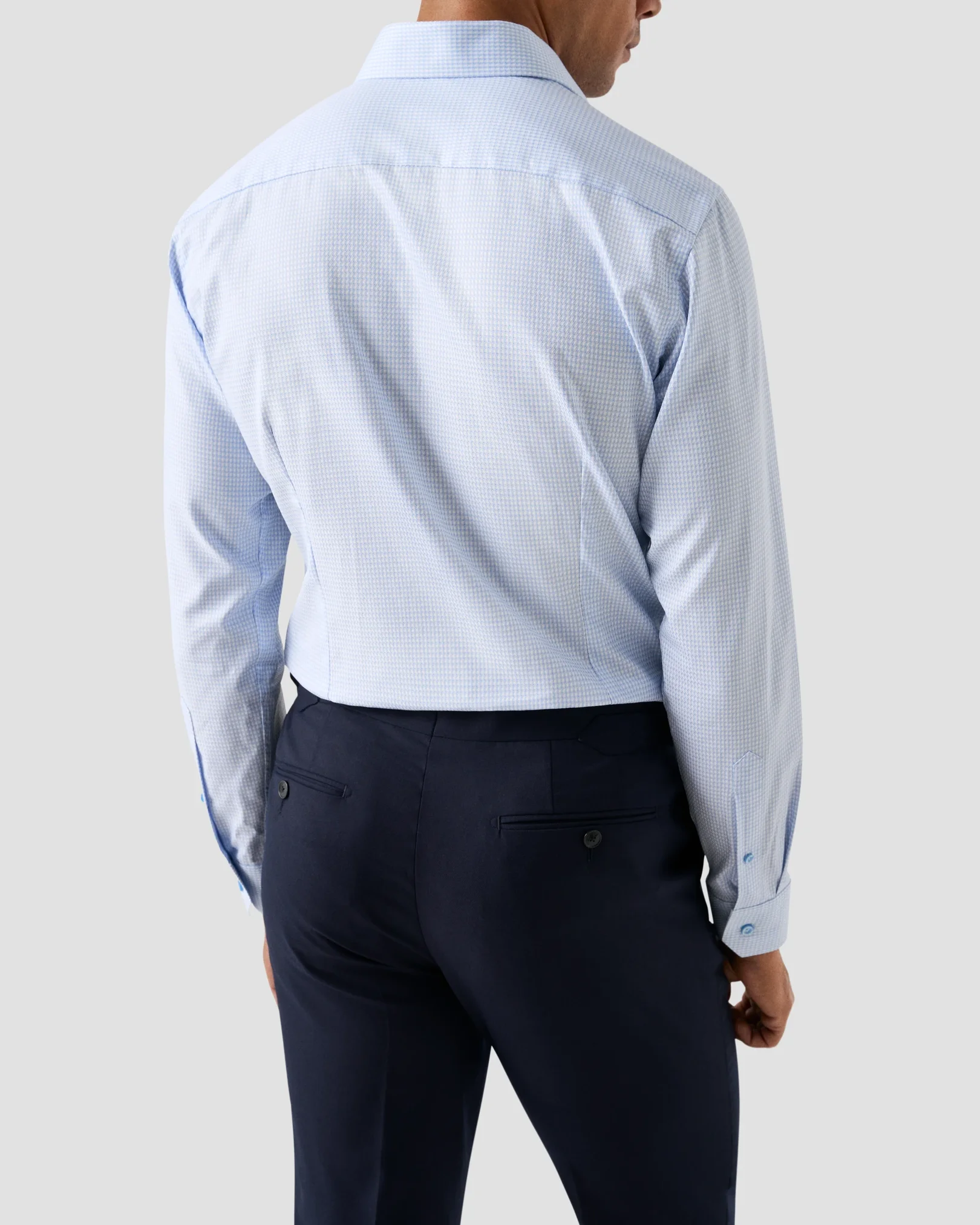 Eton - light blue check signature dobby shirt