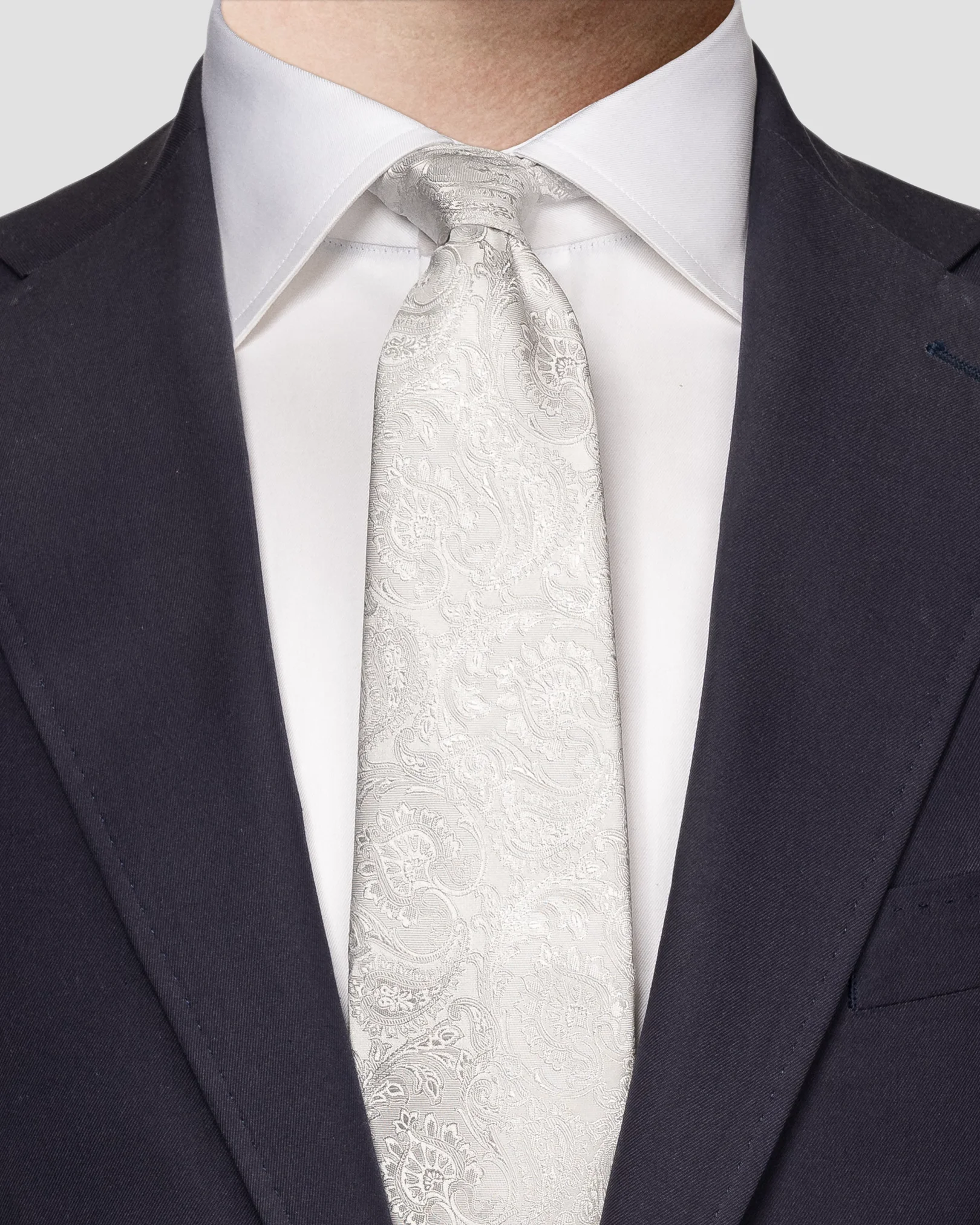 Eton - silver silk tie