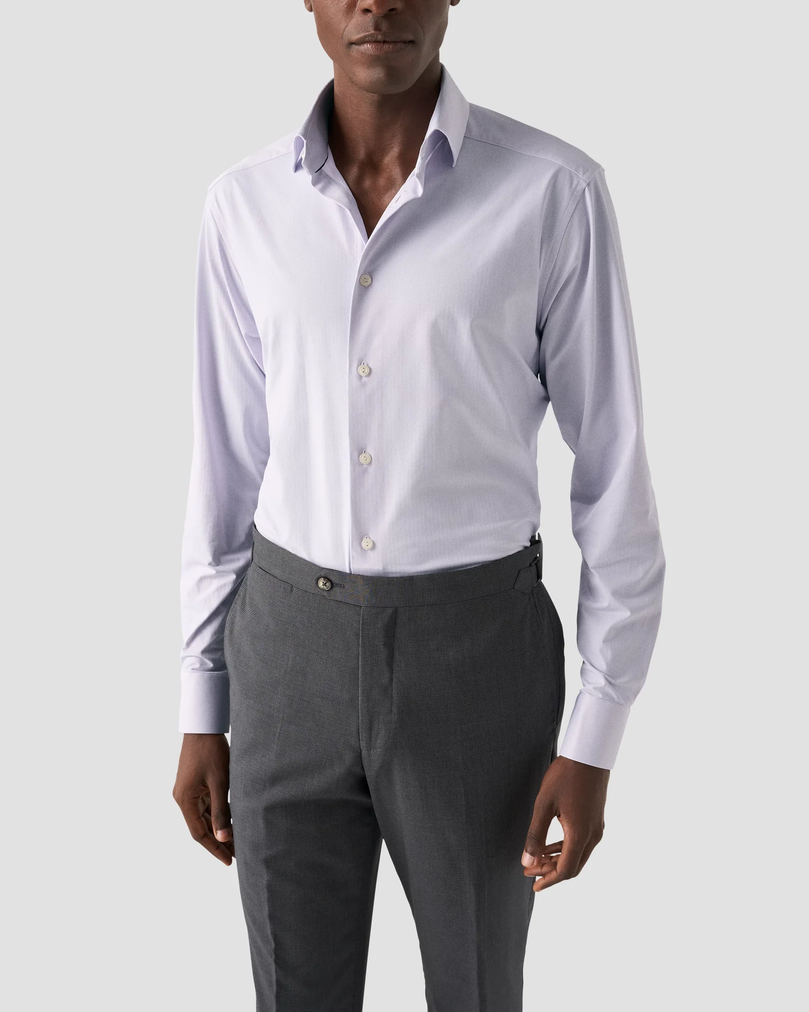 Eton - Light Purple Herringbone Four-Way Stretch Shirt