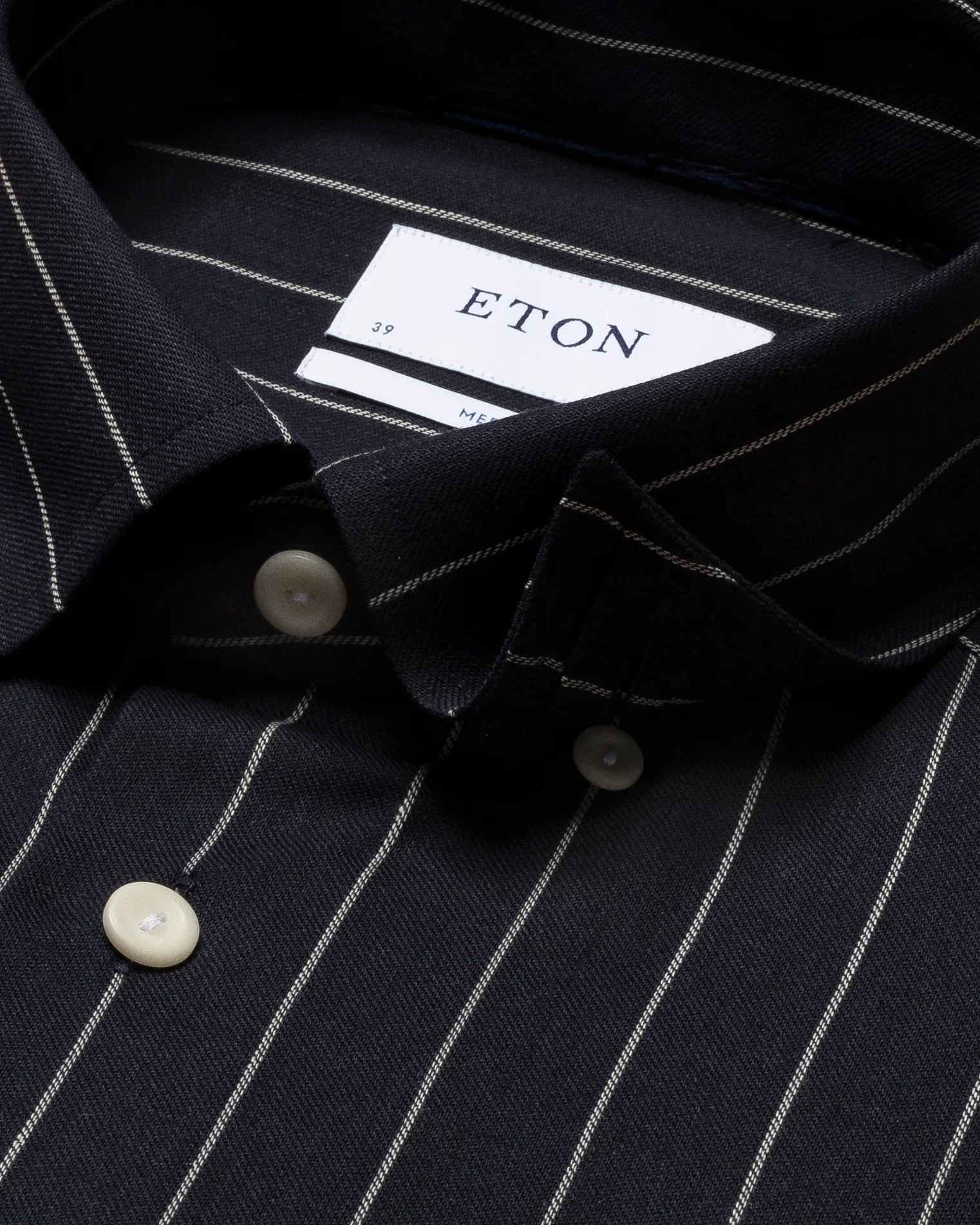 Eton - navy blue pin stripe merino wool shirt
