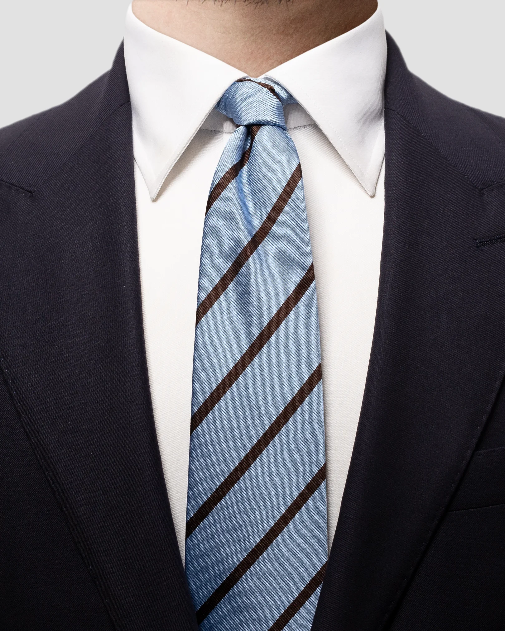 Eton - blue brown striped silk tie