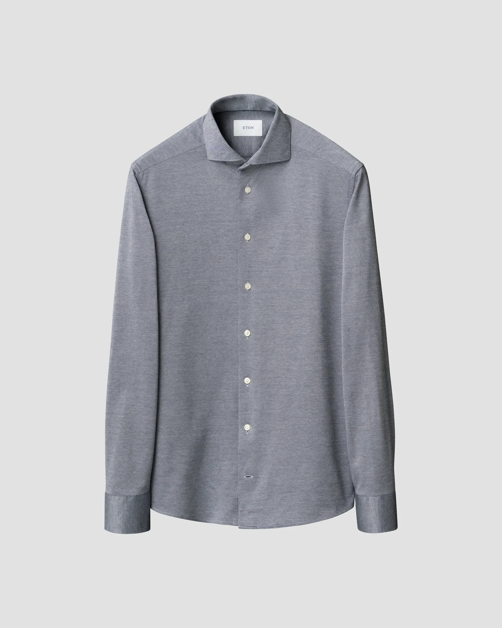 Eton - mid blue filo di scozia knit shirt 256