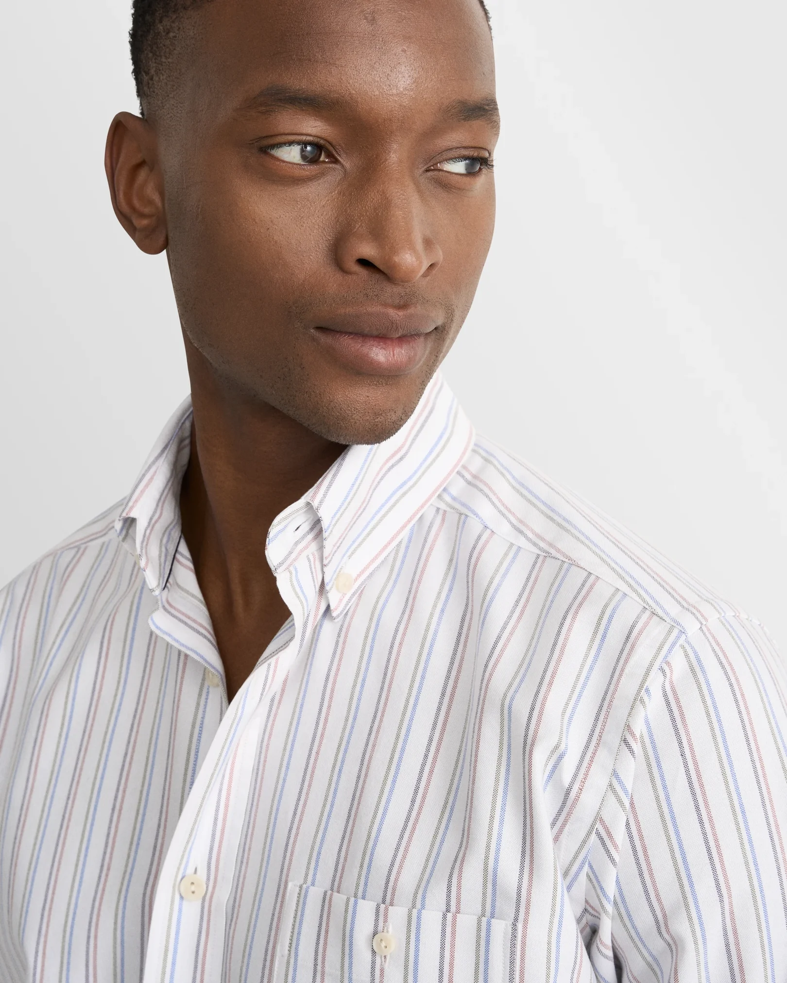 Eton - white bold striped oxford shirt