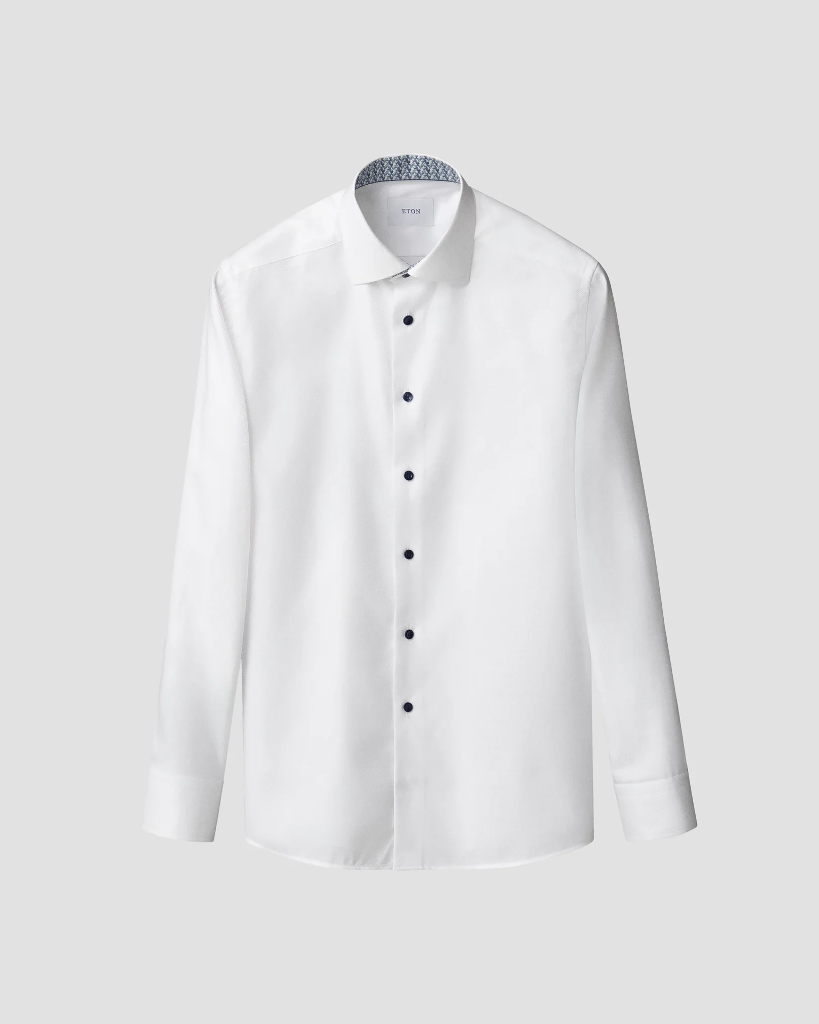 Eton - geometric effect textured twill shirt