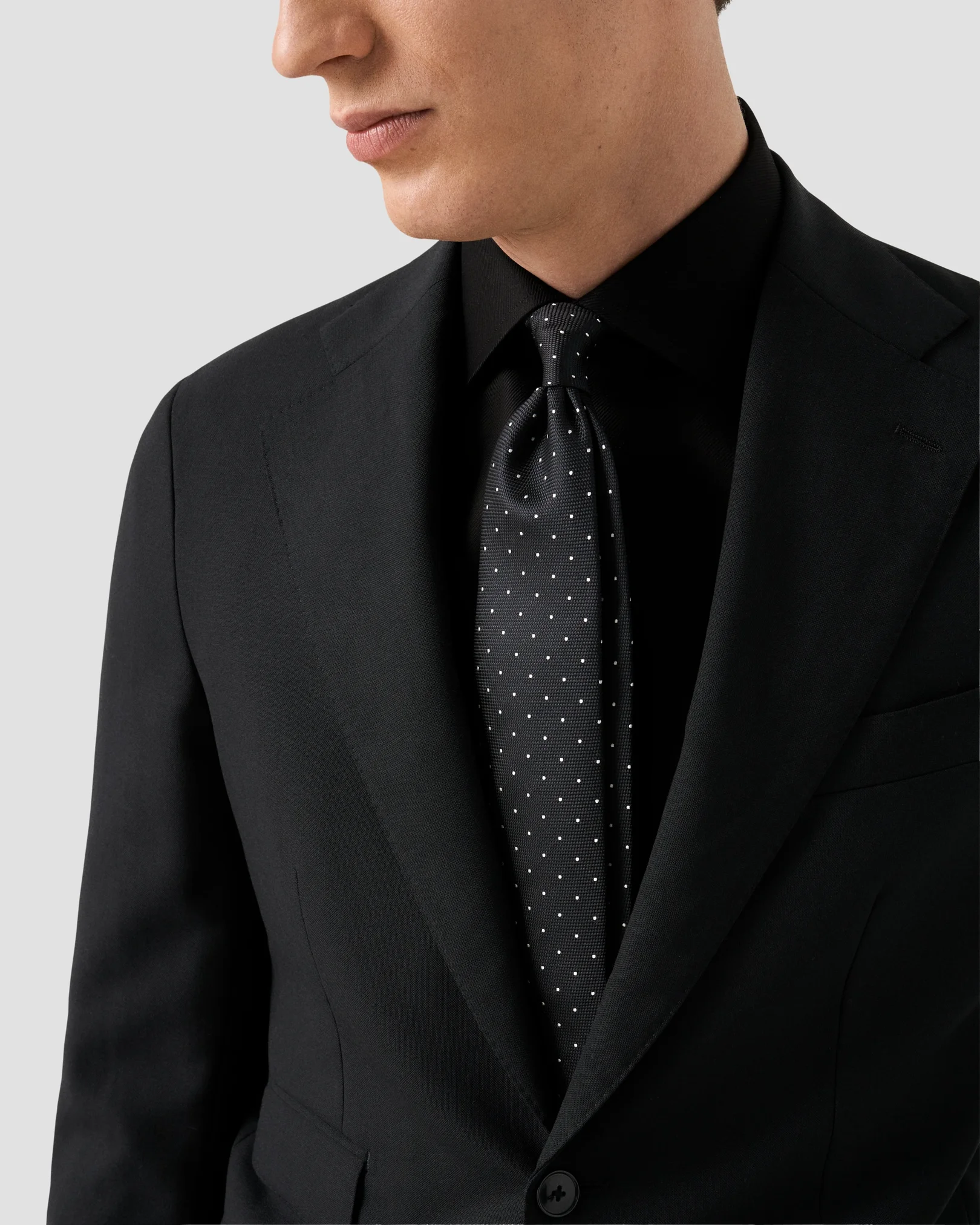Eton - black solid textured twill shirt