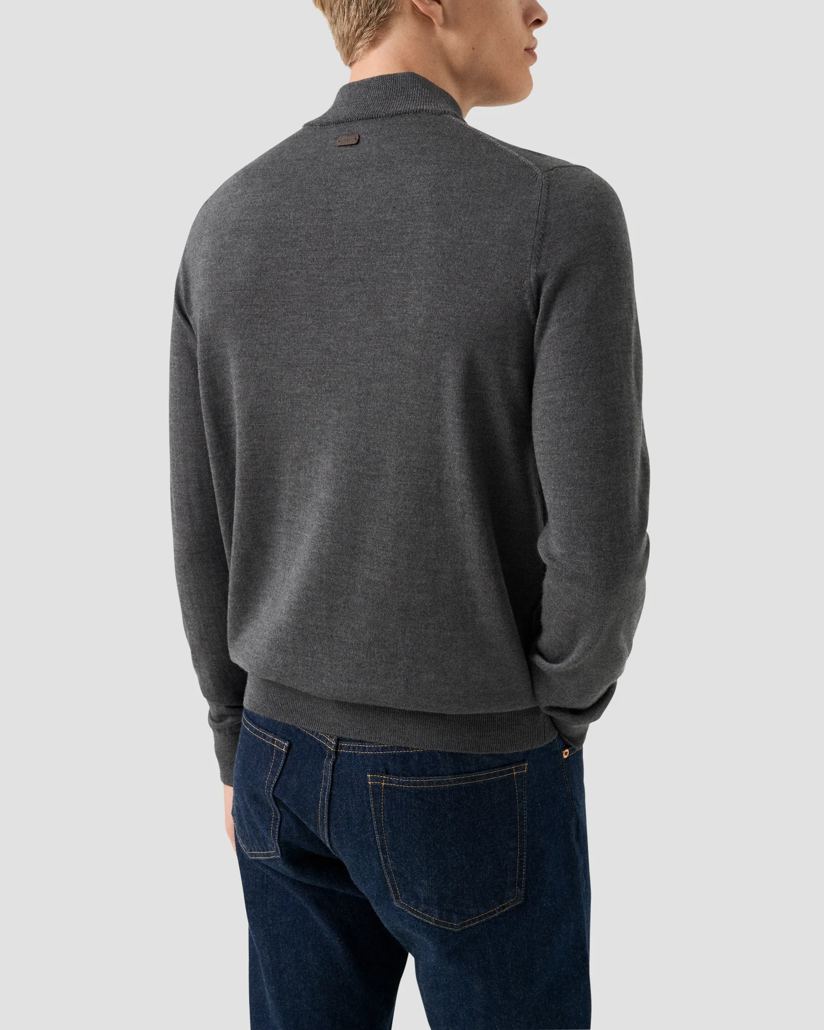 Eton - merino quarter zip knit sweater