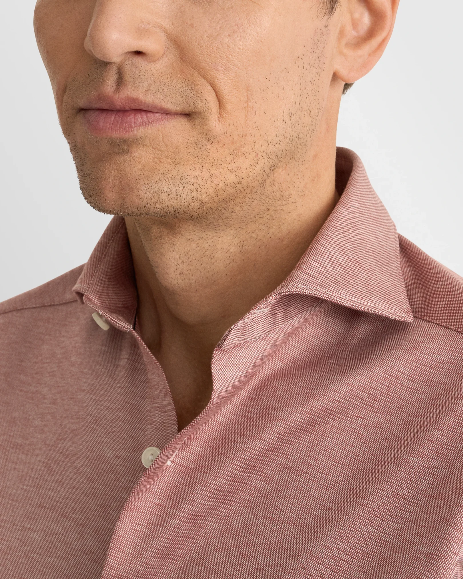 Eton - red filo di scozia knit shirt wide spread 266