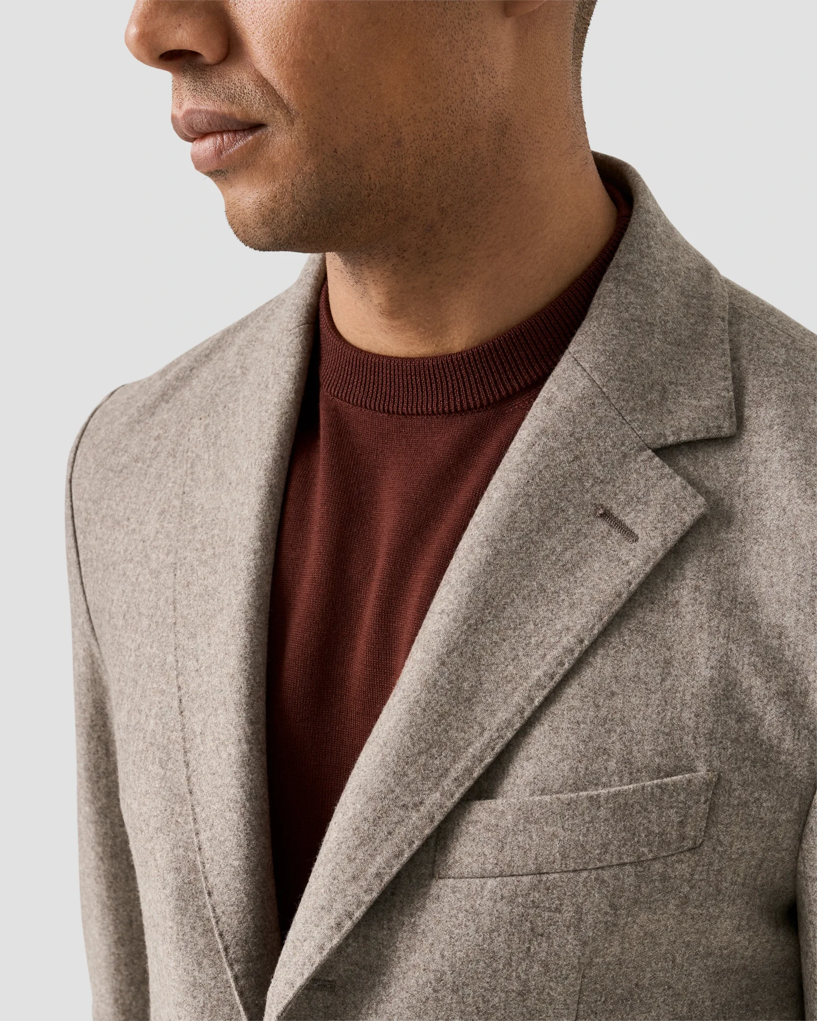 Eton - merino knit crew neck red merino knit crew neck