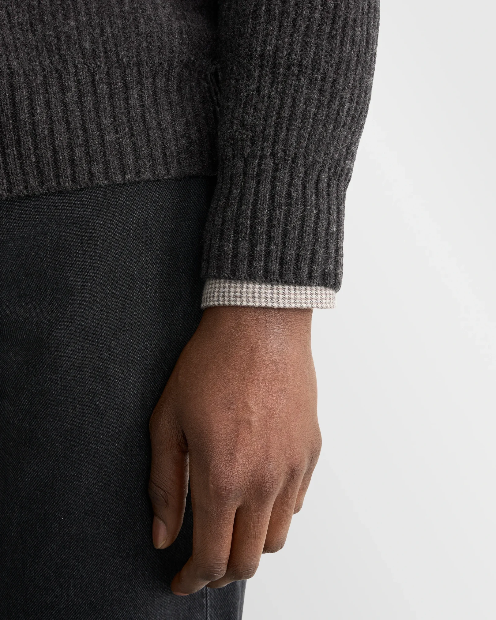 Eton - dark grey merino rib cardigan