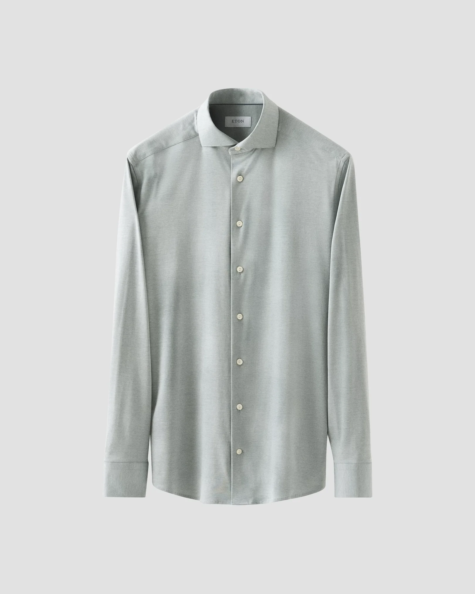Eton - green semi solid cotton four way stretch shirt