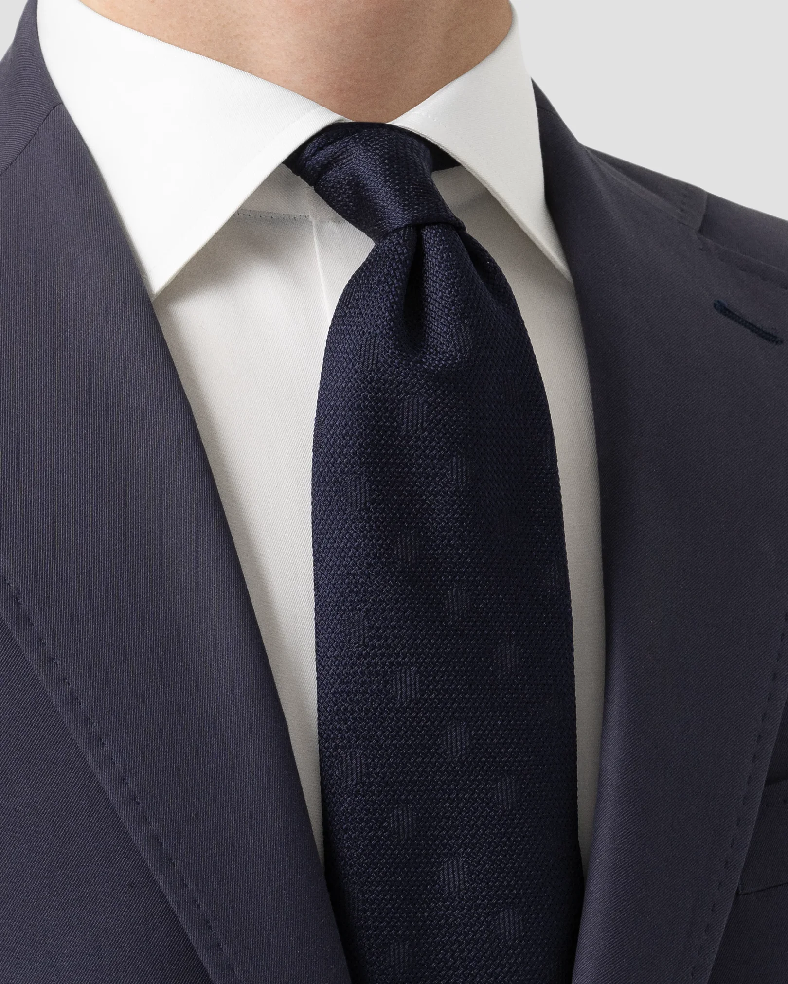 Eton - dark blue polka dot grenadine silk tie