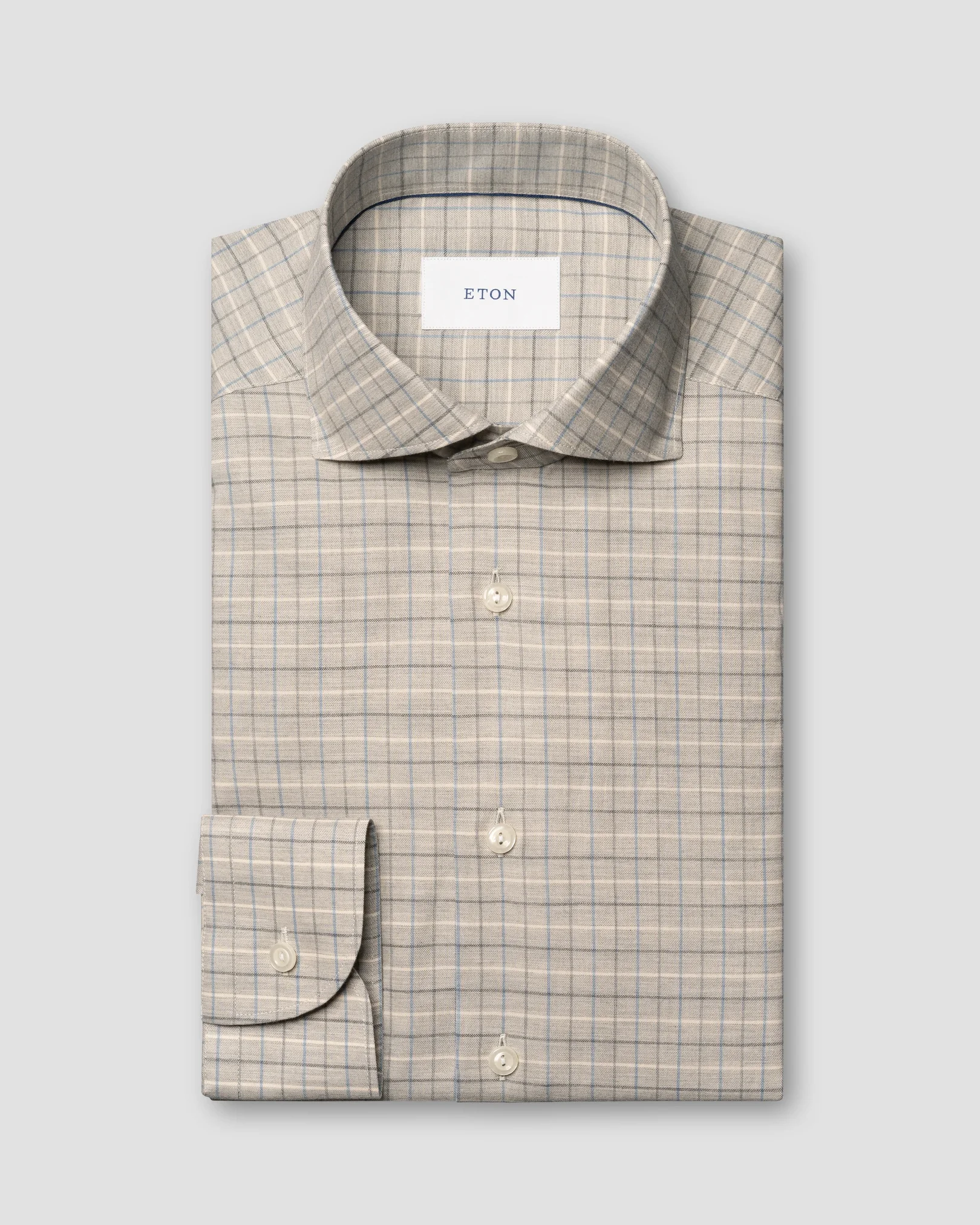 Eton - dark grey check signature flannel shirt 256
