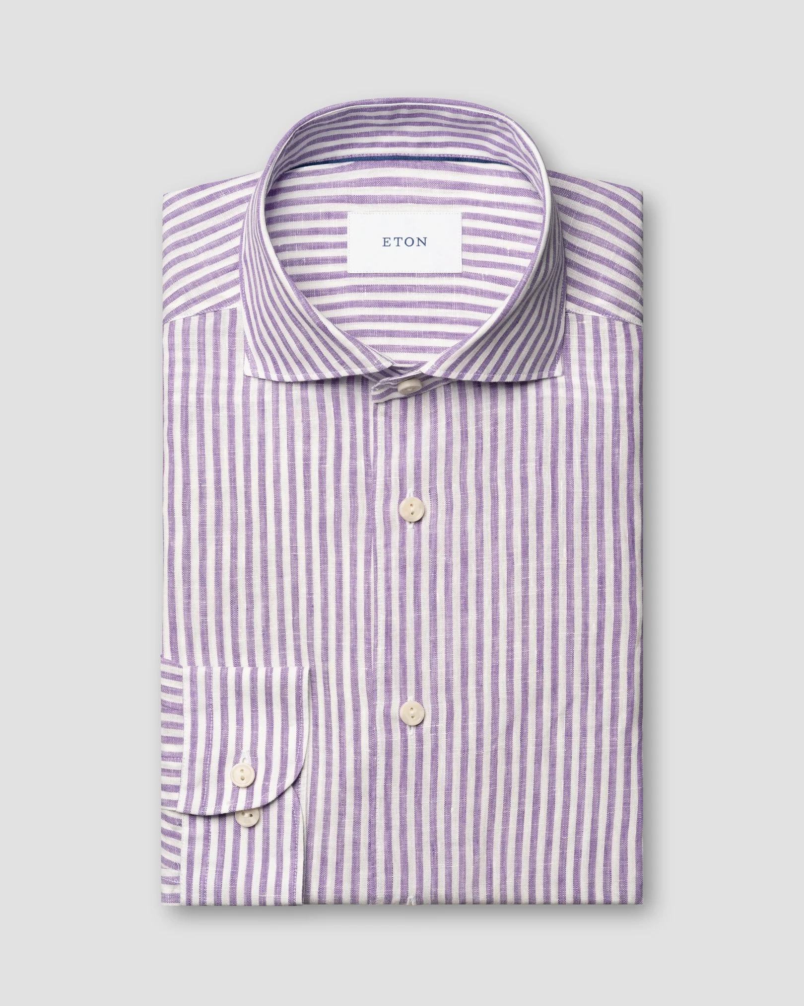 Eton - striped linen shirt wide spread 261