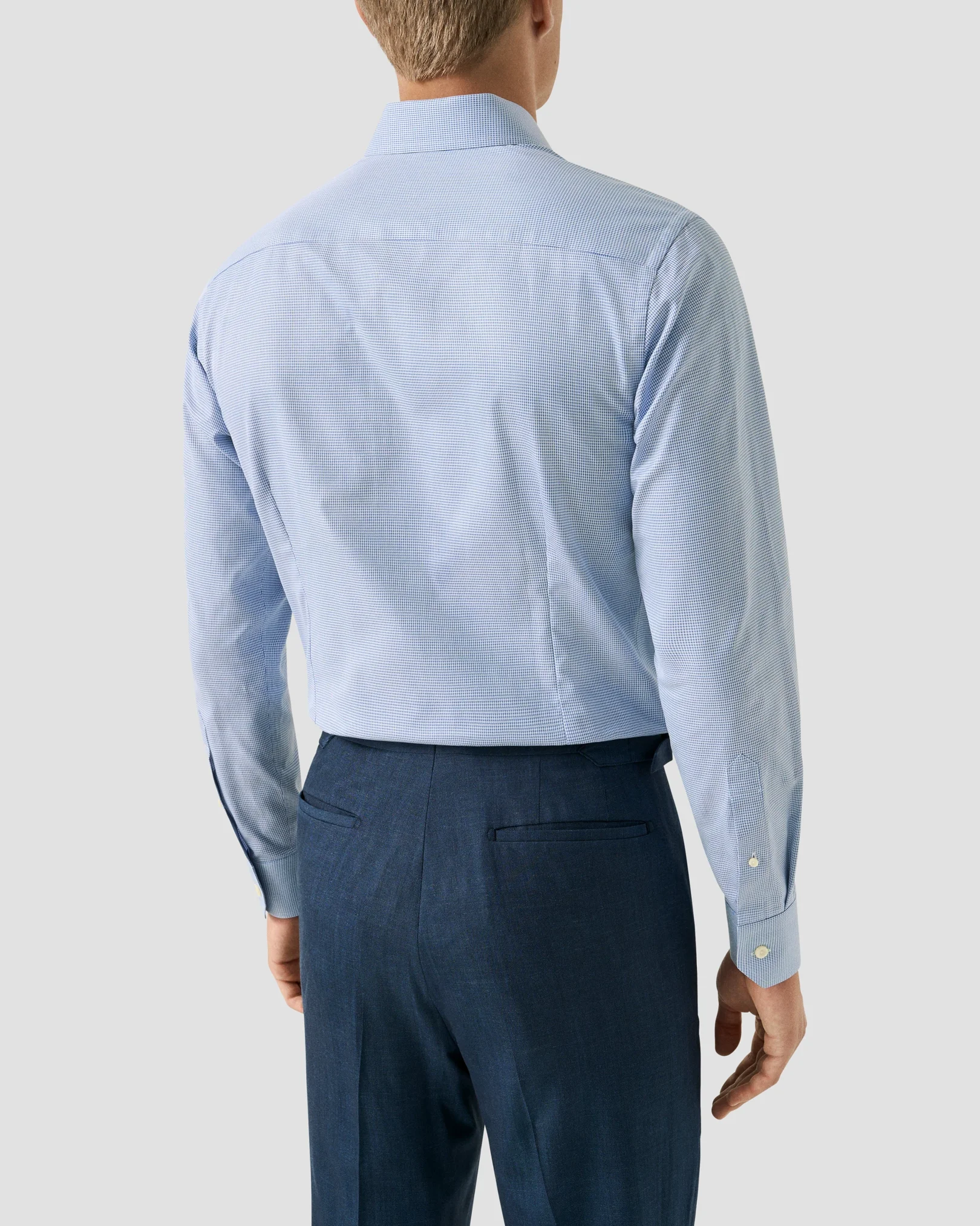 Eton - dark blue houndstooth signature twill shirt