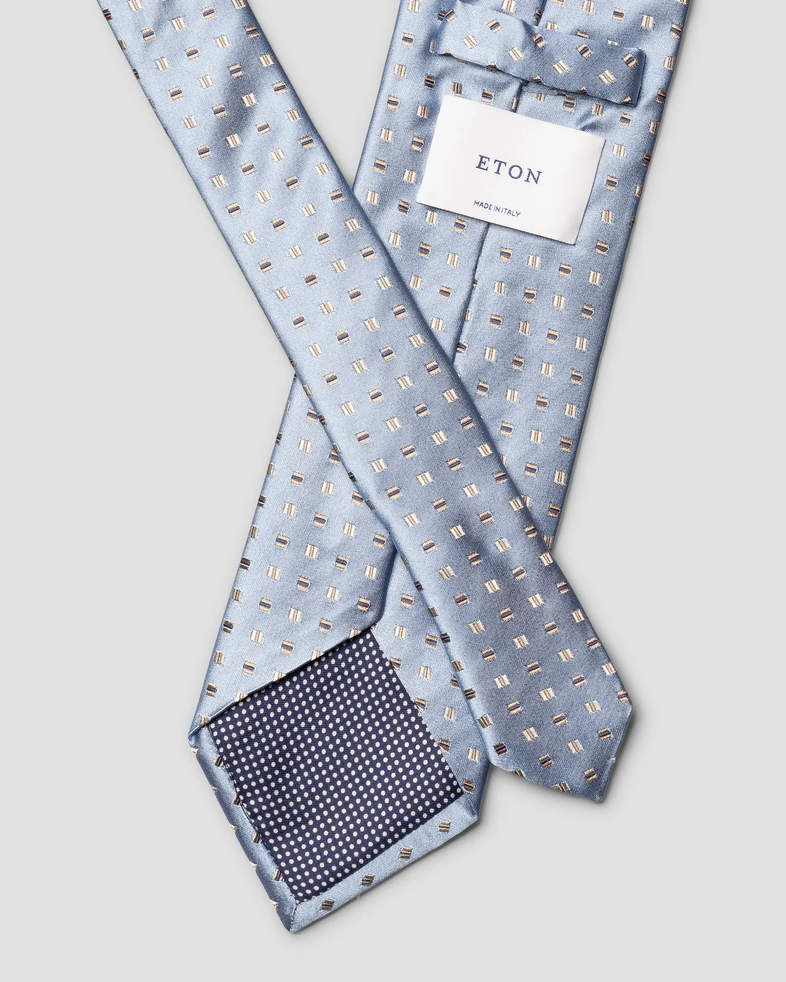 Eton - light blue geometric woven silk tie light 258