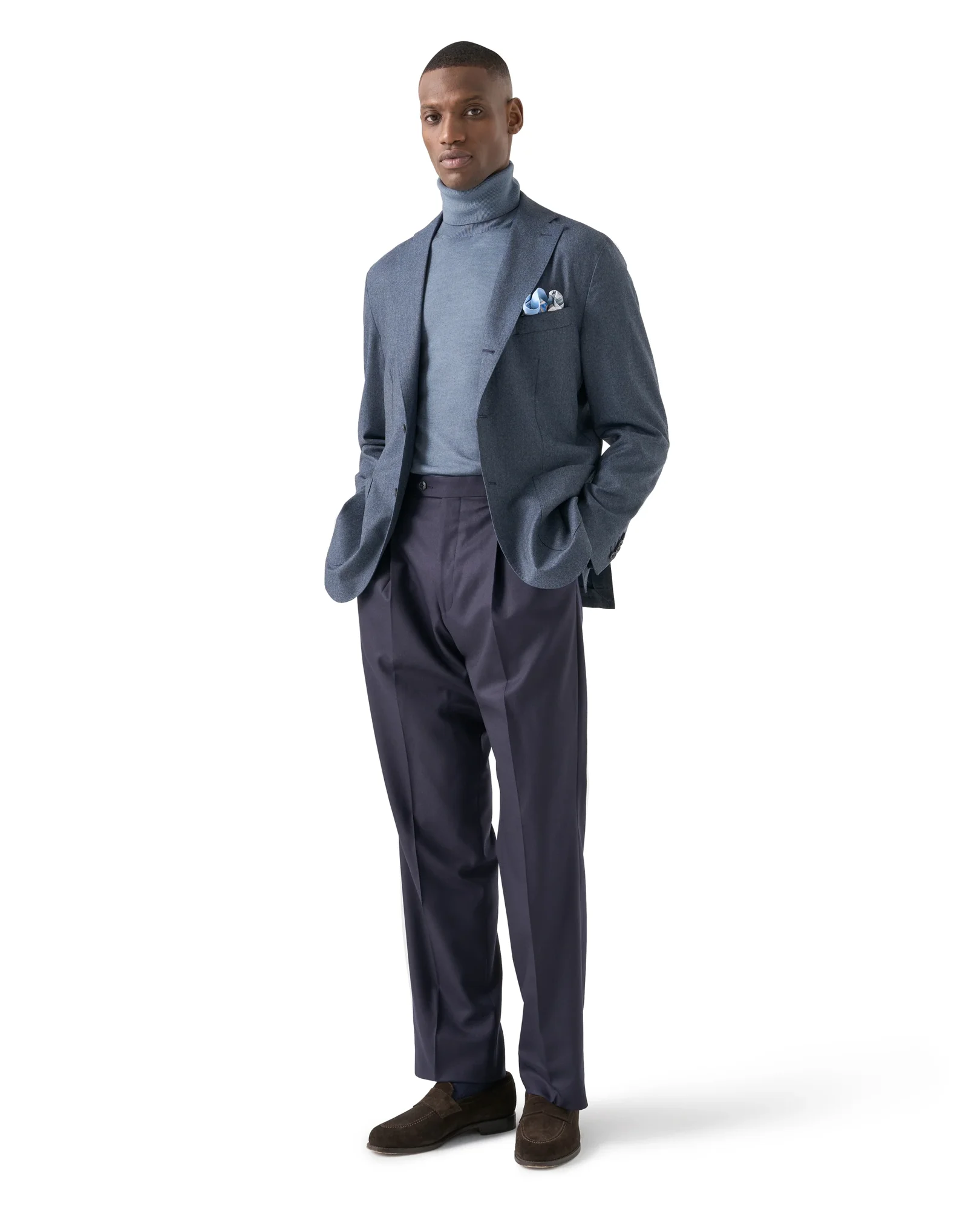 Eton - light blue merino vintage turtle neck