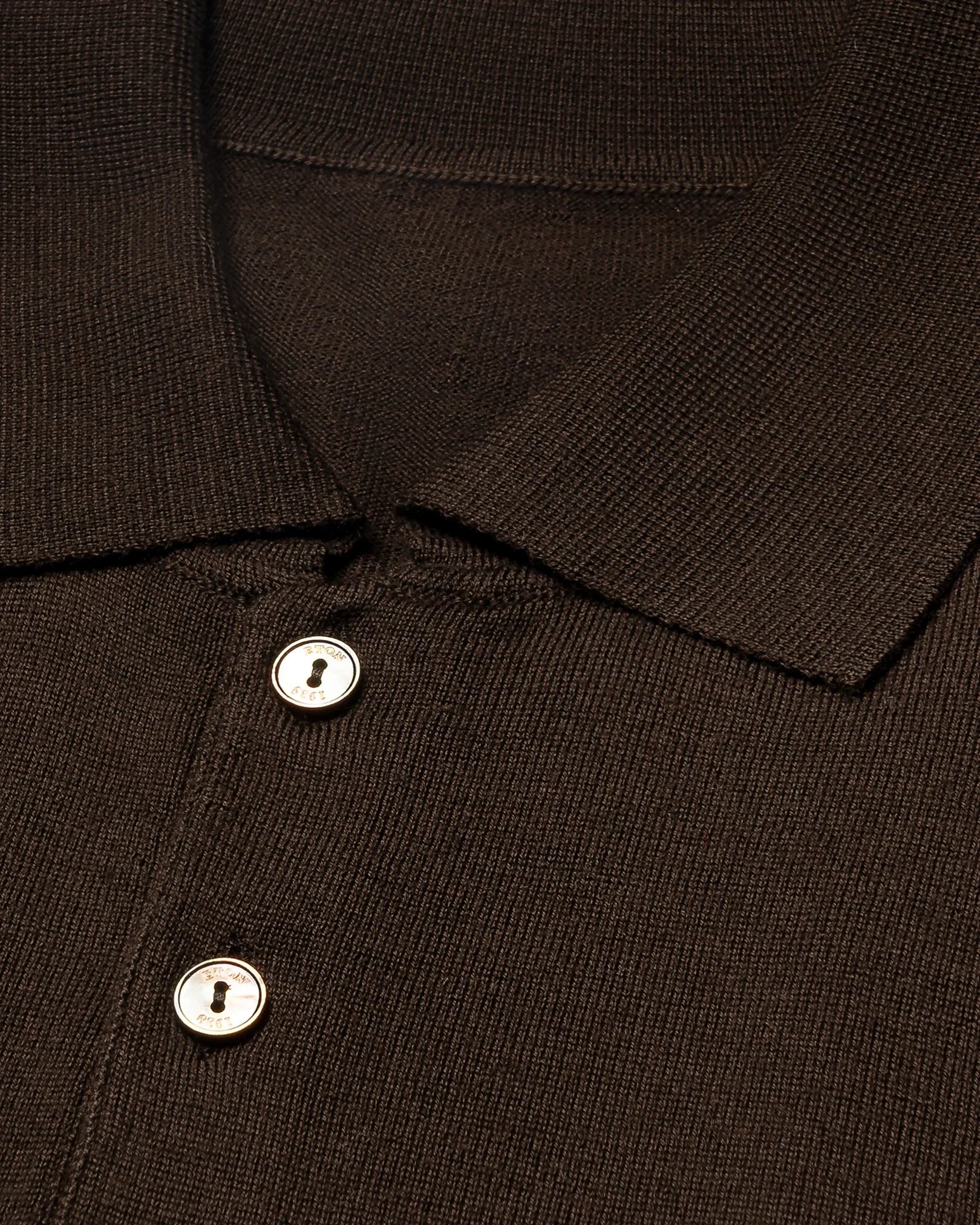 Eton - fine knit merino polo shirt dark