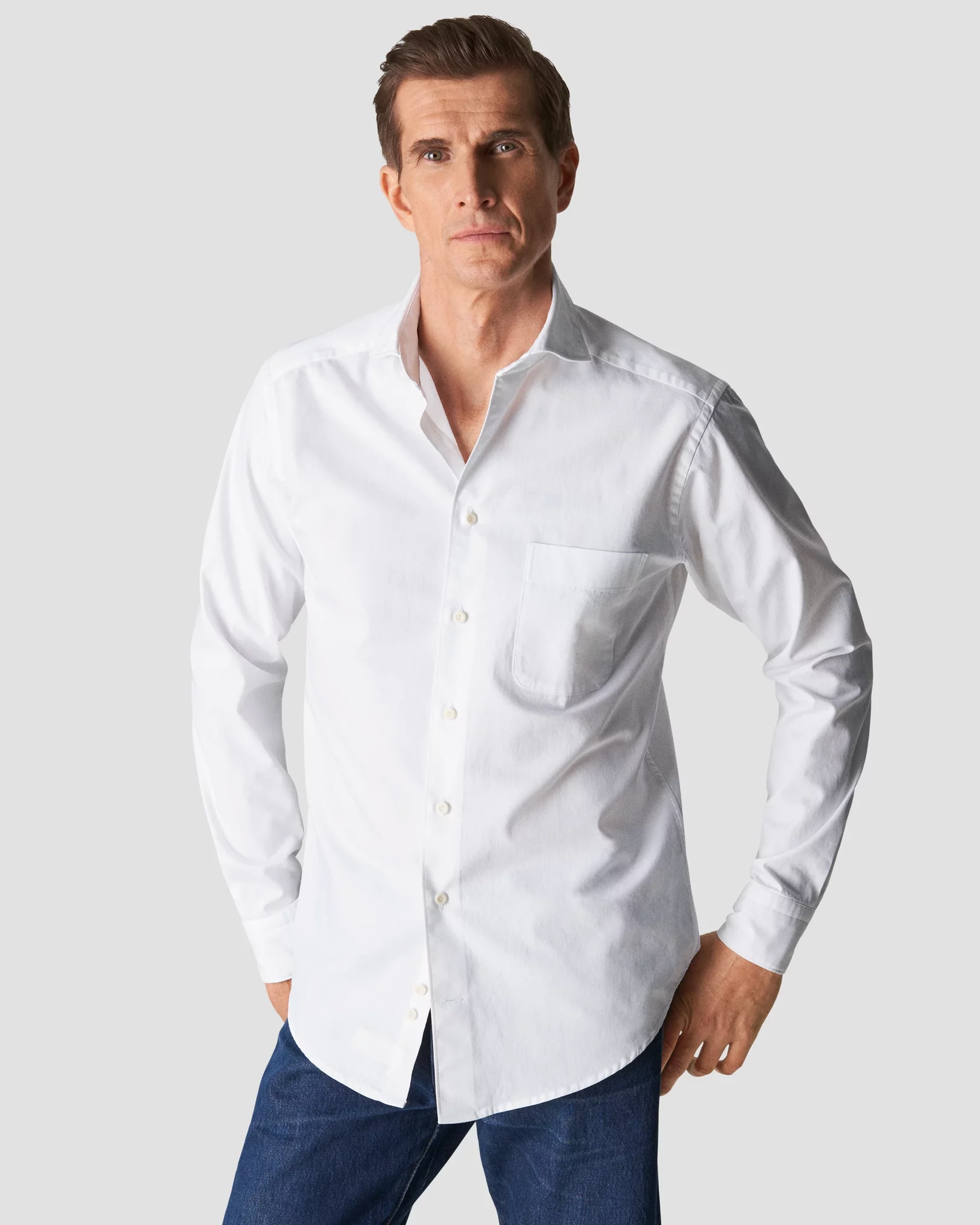 White Denim Shirt - Eton