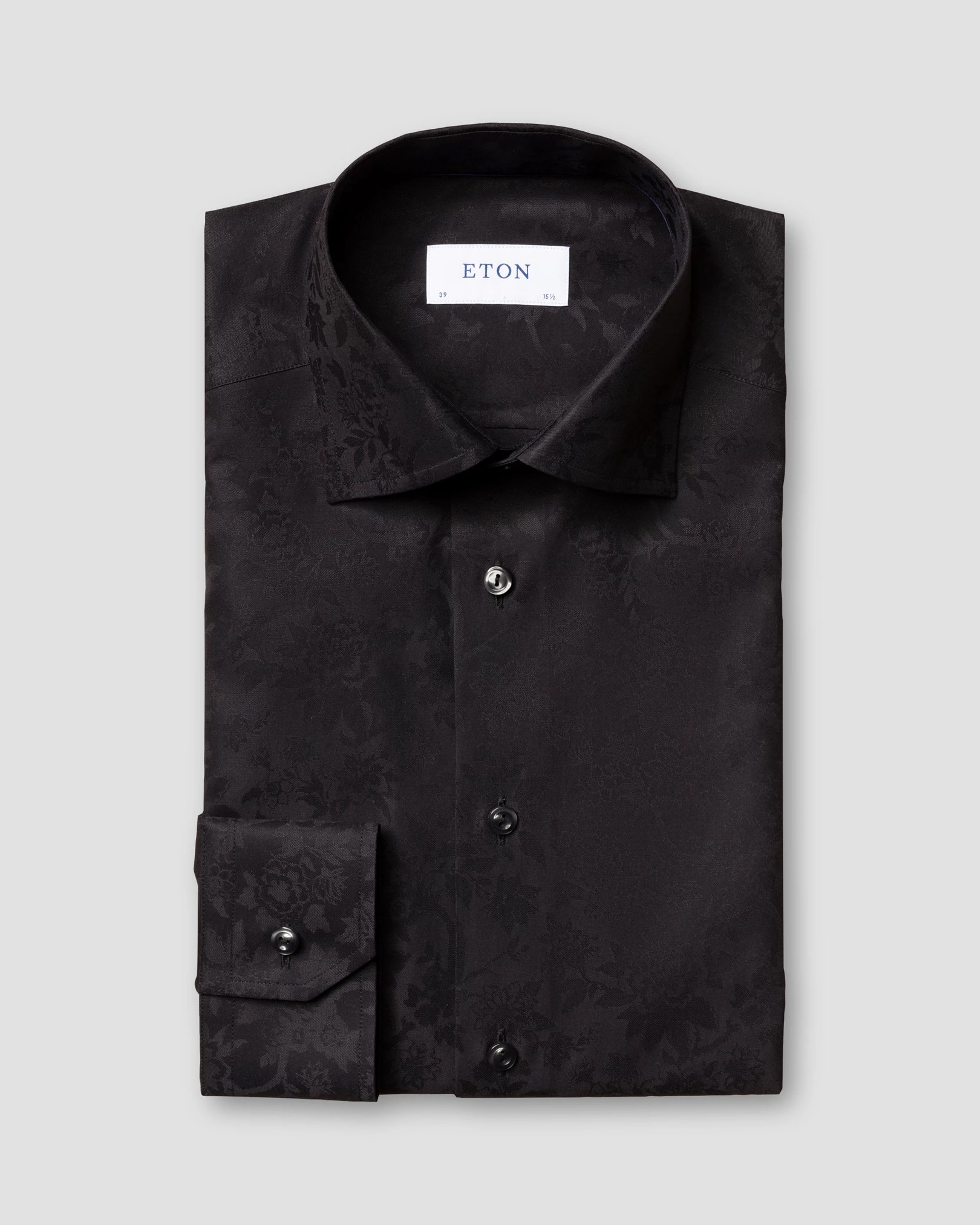 Eton - black floral jacquard shirt cut away single
