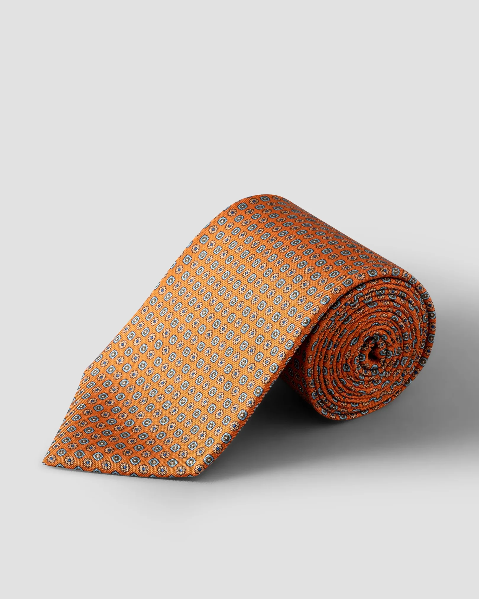 Eton - orange micro floral printed silk tie