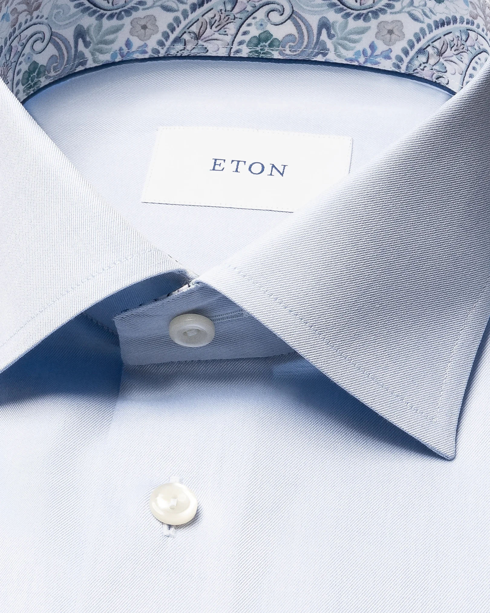 Eton - light blue solid paisley effect shirt