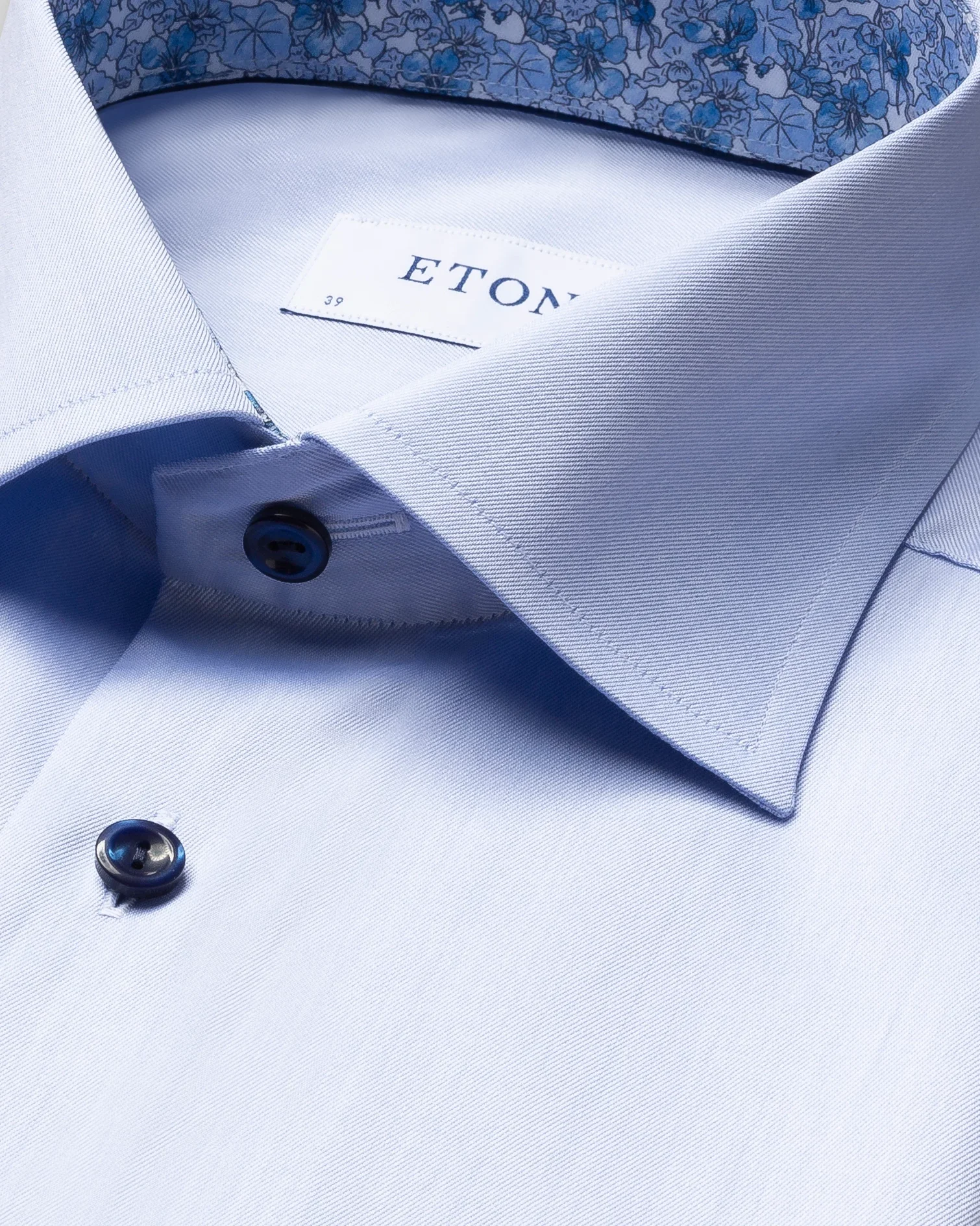 Eton - blue twill shirt blue details